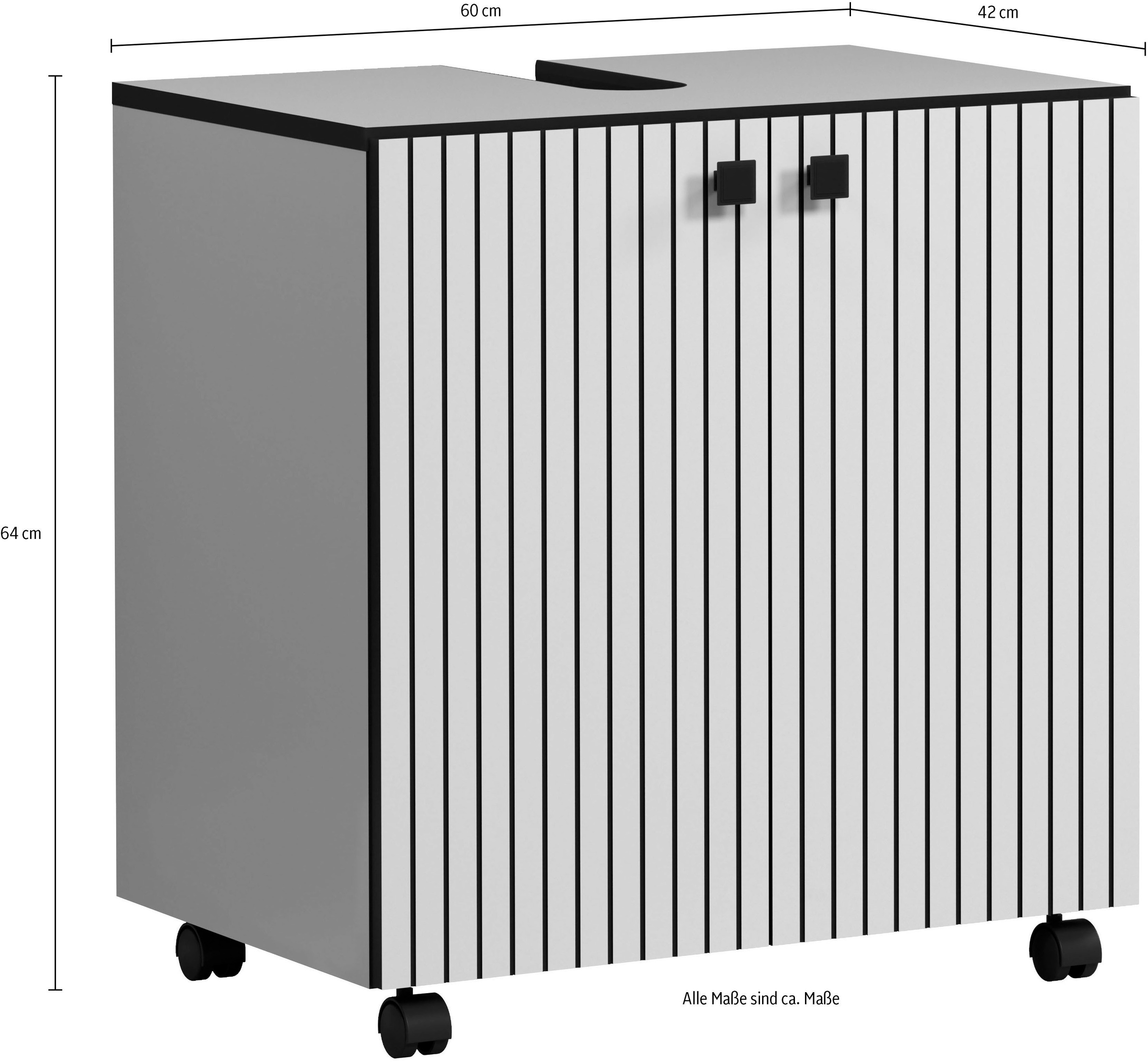 welltime Waschbeckenunterschrank »Amrum« Waschtisch auf Rollen - (B/T/H) wahlweise 60-80/42/64 cm