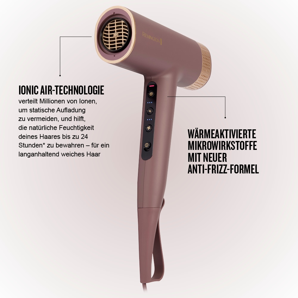 Remington Haartrockner »AIRviveDigital Haartrockner (EC8930)« 1.600 W 2 Aufsätze Digital Motor, Ionic Air, Anti-Frizz, 12 Heiz-&Geschwindigkeitsstufen