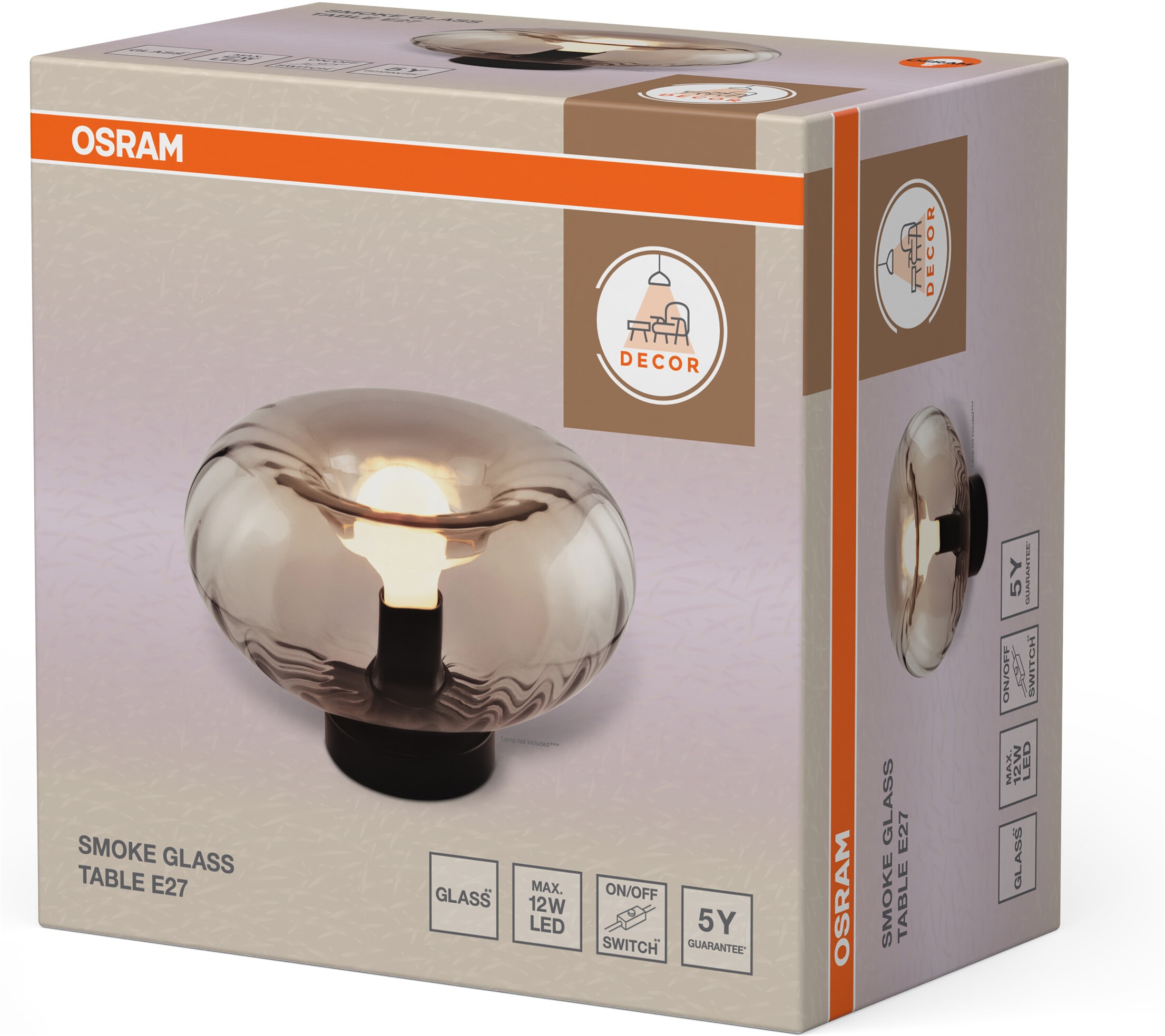 Osram Tischleuchte »Decor Smoke Glass« E27 1 Stk. schwarz, E27, Stahl und Glas