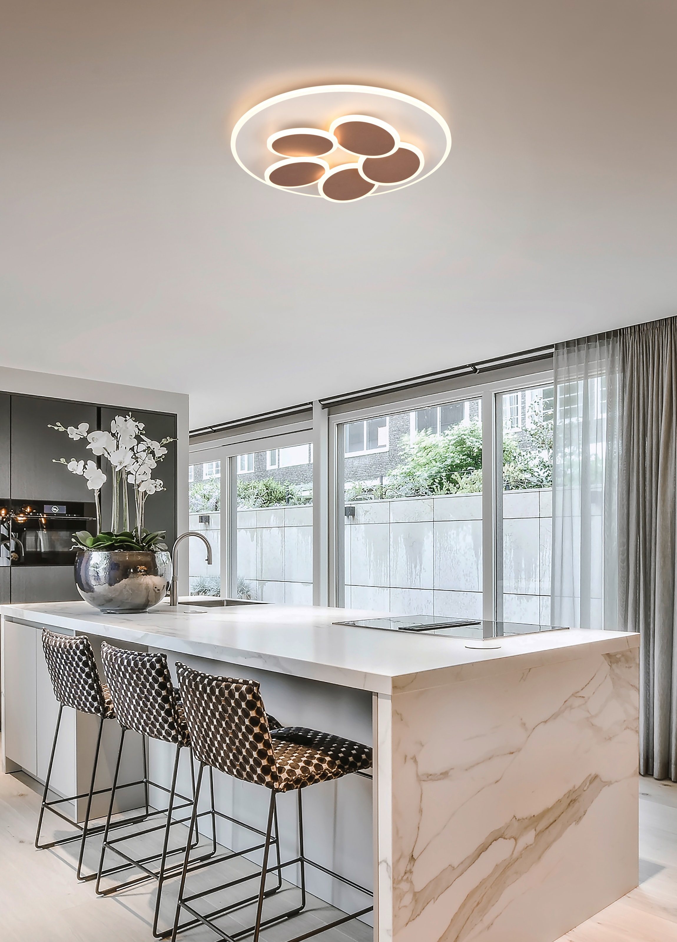 TRIO Leuchten LED Deckenleuchte »MANDALA, LED Deckenlampe mit Fernbedienung, dimmbar CCT Nachtlicht« LED-Board 1 Stk. warmweiß - kaltweiß Memory- und Timerfunktion 4200 Lumen warm- bis kaltweiß 2700-6500K 35W