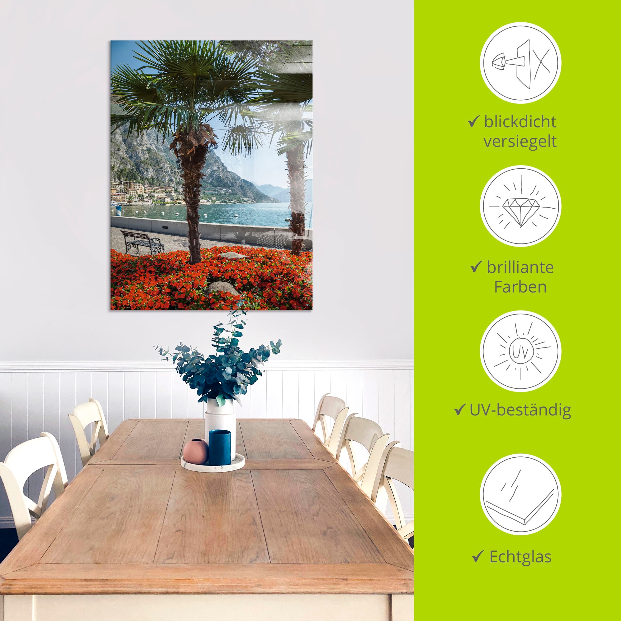 Artland Glasbild »Gardasee Limone sul« Europa 1 Stk. tlg. in verschiedenen Größen