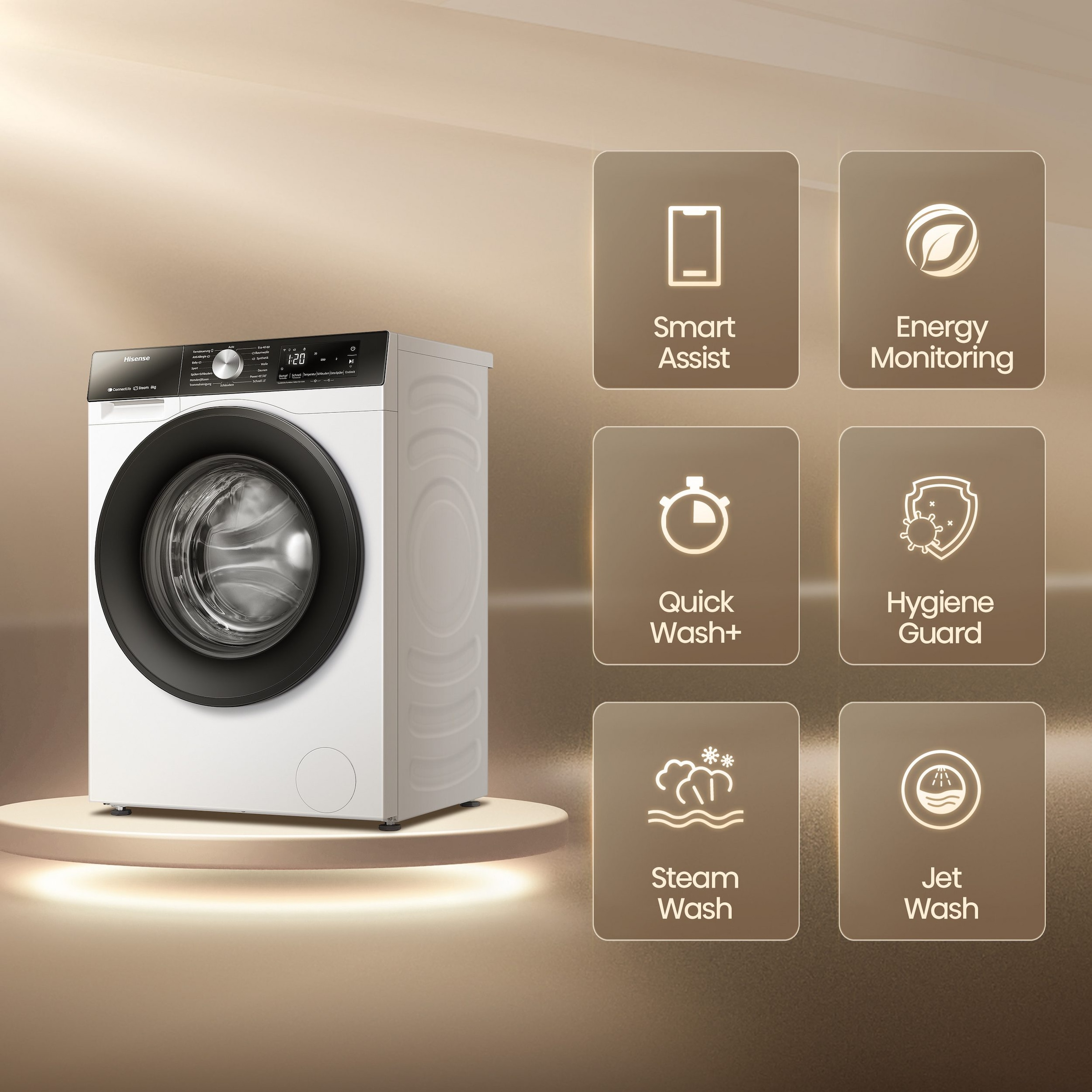 Hisense Waschmaschine 3S Serie »WF3S8043BW3« 8 kg 1400 U/min Wifi-ConnectLife