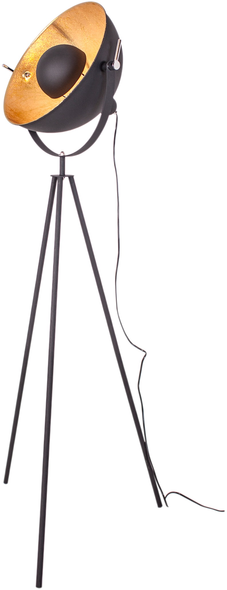 By Rydens Stehlampe »Captain« E27 1 Stk. Stehleuchte mit schwarz goldenem Schirm in braun, Größe Ø 60 cm
