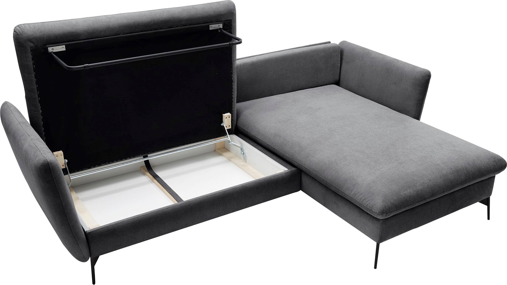 andas Ecksofa »LIVORNO,258 cm, L-Form,«, Schlaffunktion u. Bettkasten (139/224cm), Samt, Struktur, Webstoff