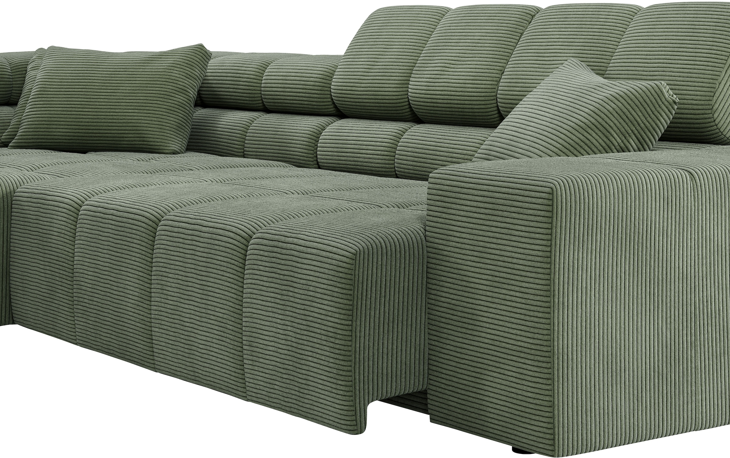 INOSIGN Ecksofa »Ancona incl. Kopfteilverstellung, Zierkissen Breite 319cm, L-Form«, wahlweise motorische Sitztiefenverstellung, auch in Cord + Easy Care