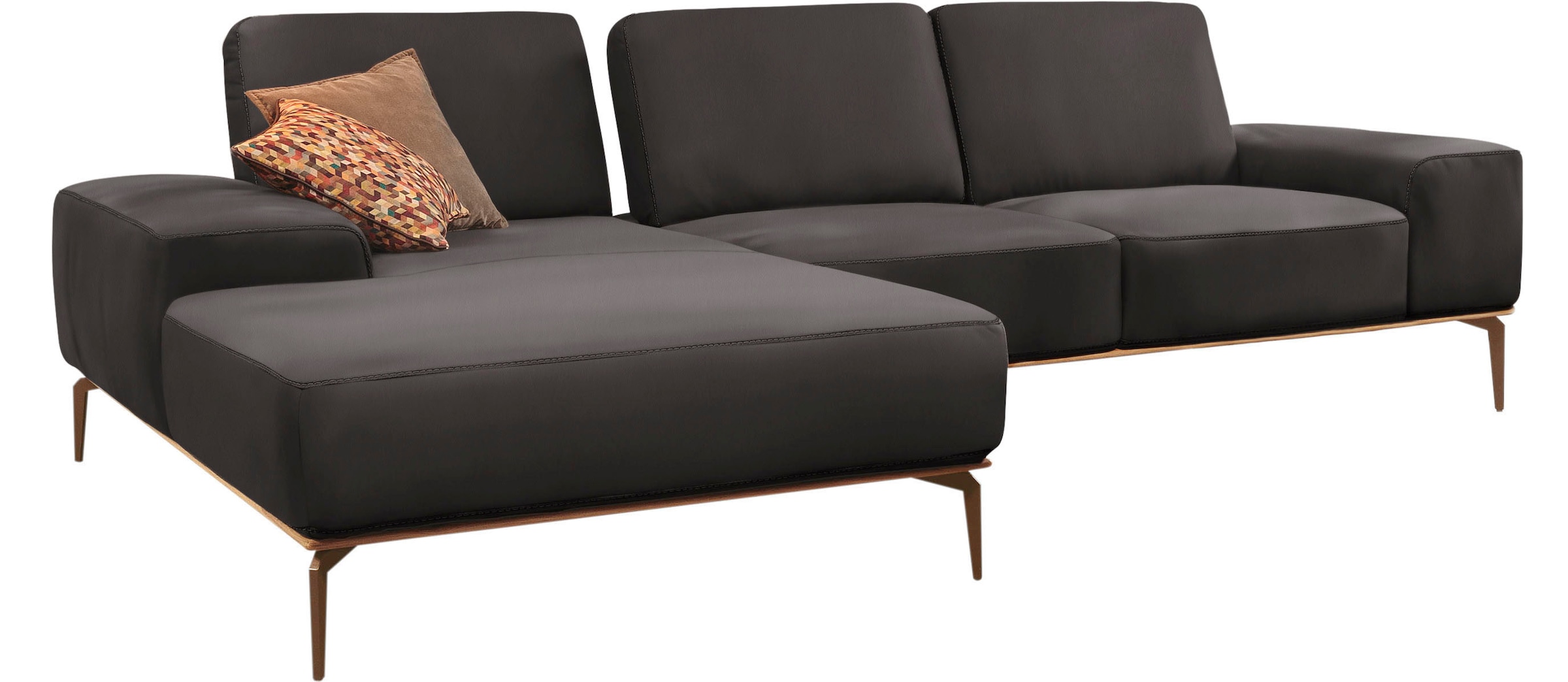 W.SCHILLIG Ecksofa »run, Designsofa mit tollem Sitzkomfort, L-Form«, mit Holzsockel, Füße in Bronze pulverbeschichtet, Breite 299 cm