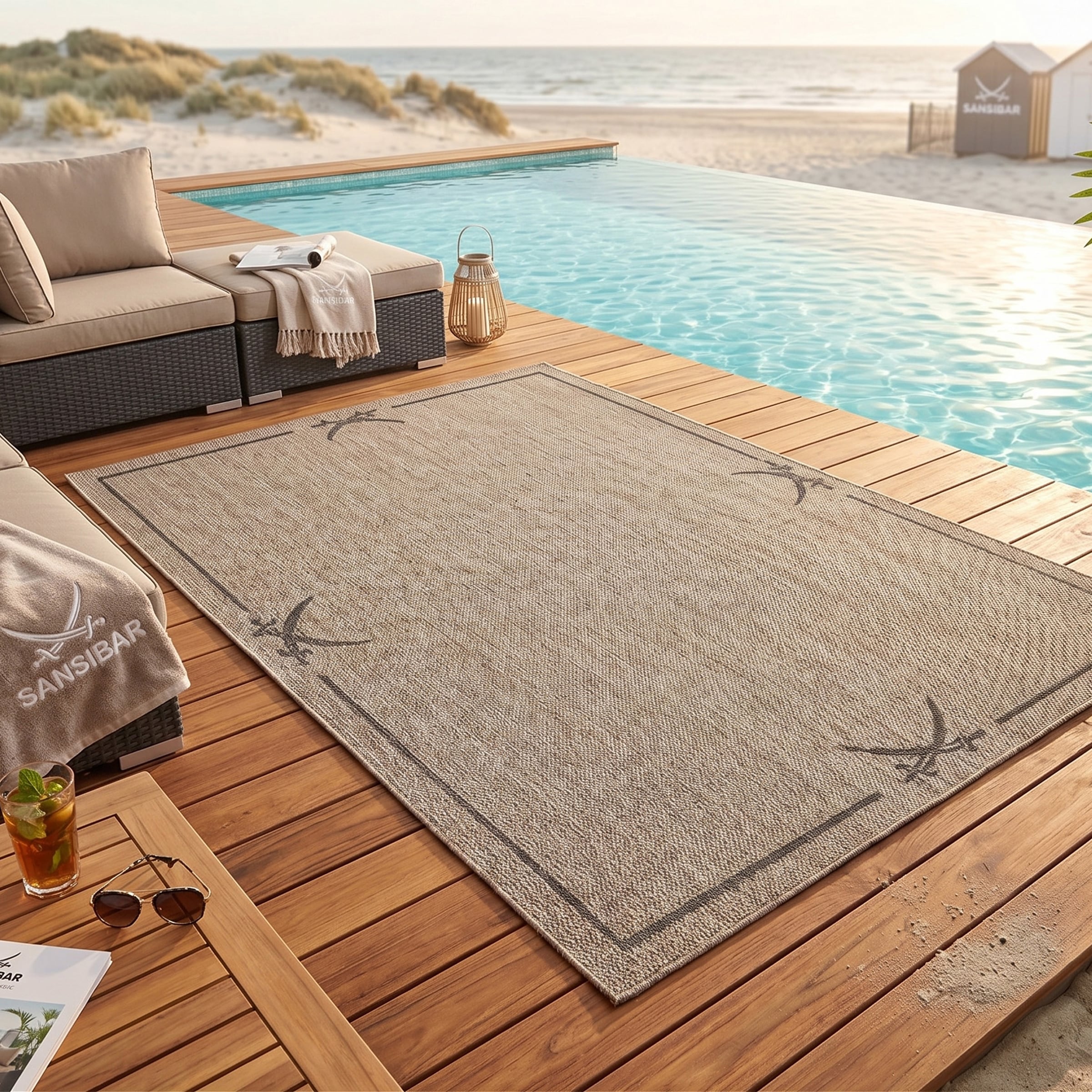 Sansibar Teppich »Nordsee Beach SA-035« rechteckig 5 mm Höhe modernes Design, meliert, Motiv: Säbel, In- und Outdoor geeignet