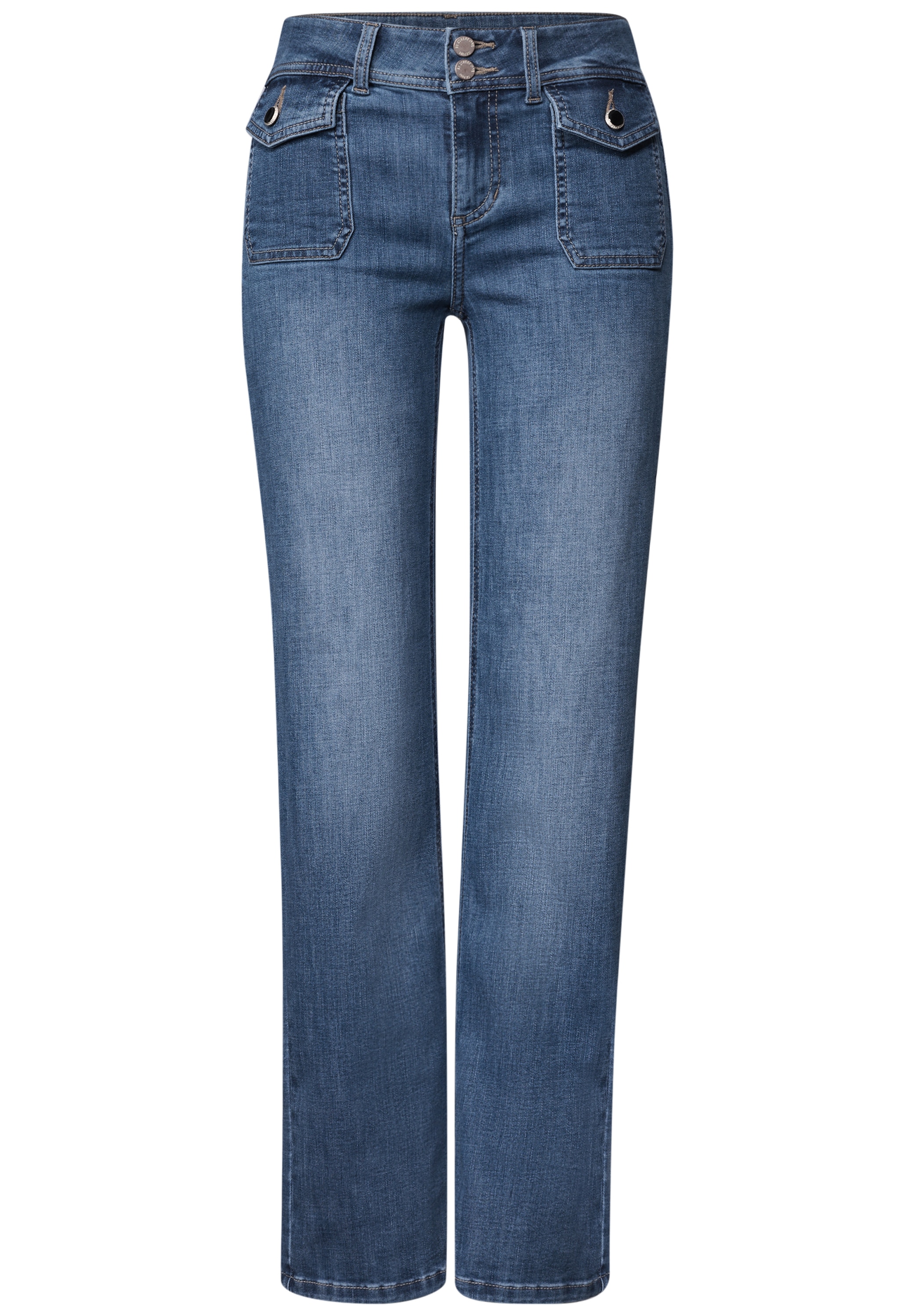 STREET ONE Straight-Jeans mit aufgesetzten Taschen und Stretch