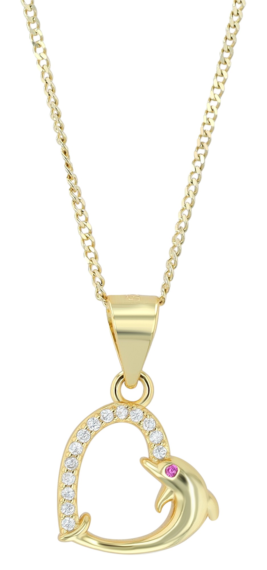 Adelia´s Herzanhänger »Kinder Anhänger ¿ Delfin Herzanhänger aus 925 Silber mit Zirkonia«