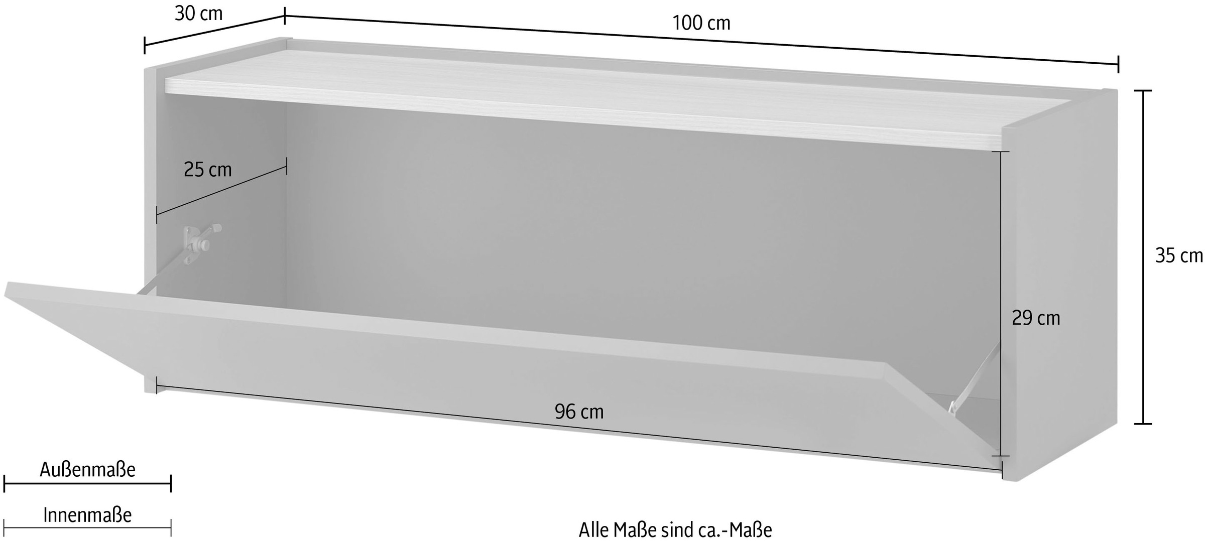 INOSIGN Hängeschrank »GiRON/CiTY, Wandgarderobe in vier Farben, Wandschrank«, zeitloses Design, Breite 100 cm, großes Fach