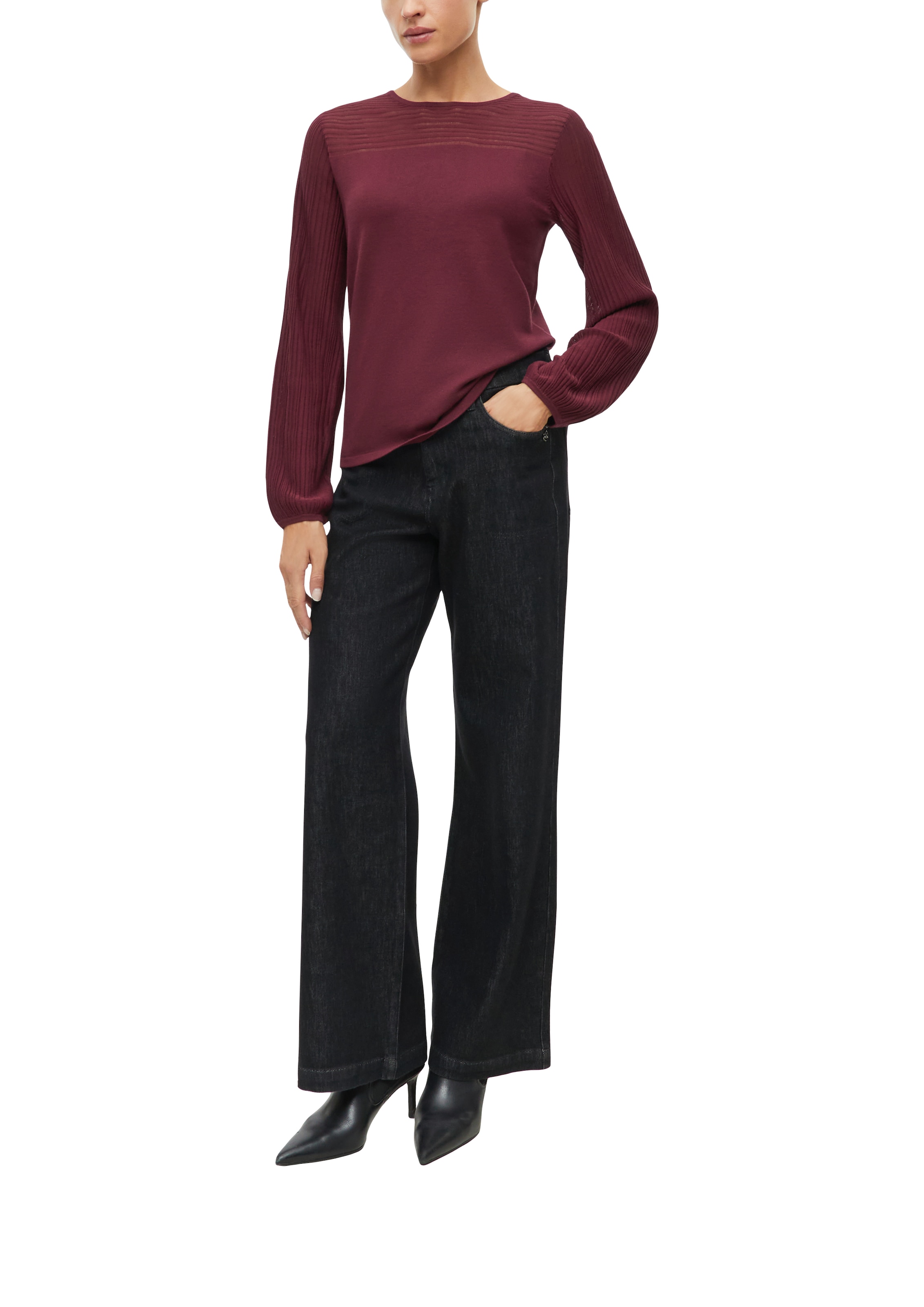 s.Oliver BLACK LABEL Strickpullover mit Rundhals und Struktur-Optik