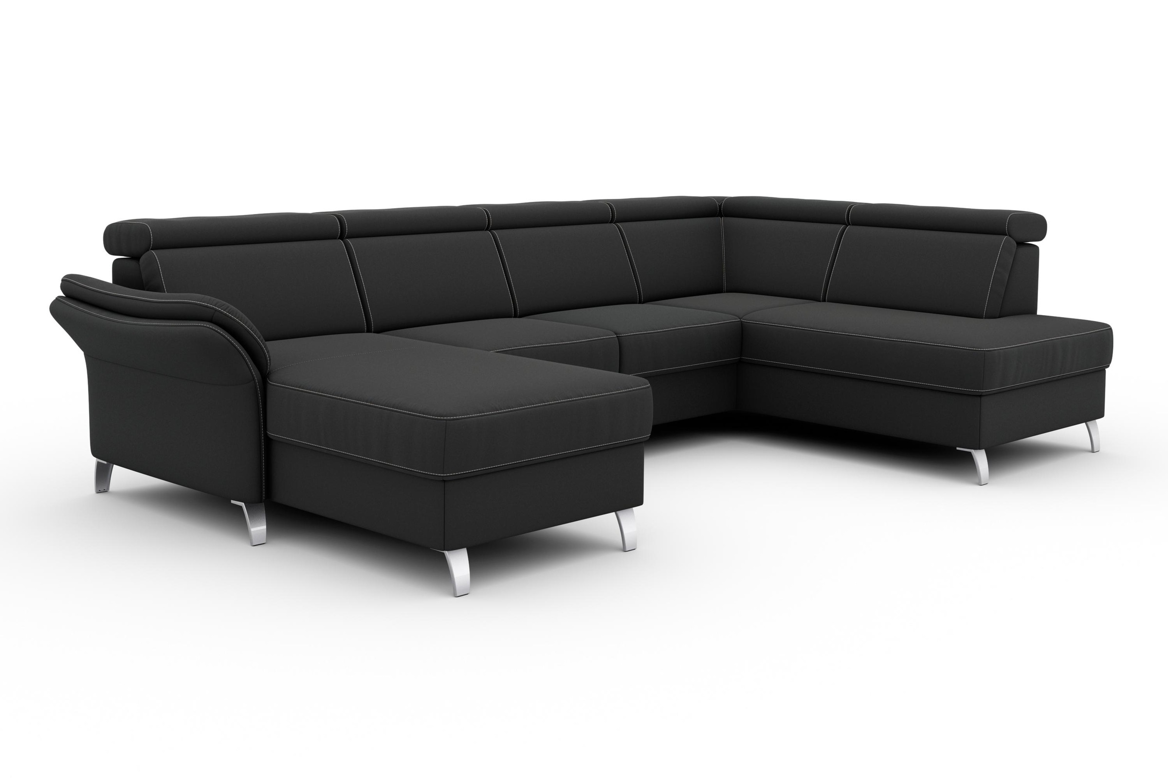 sit&more Wohnlandschaft »Vincenzo U-Form«, inklusive Kopfteilverstellung, wahlweise mit Bettfunktion, Bettkasten