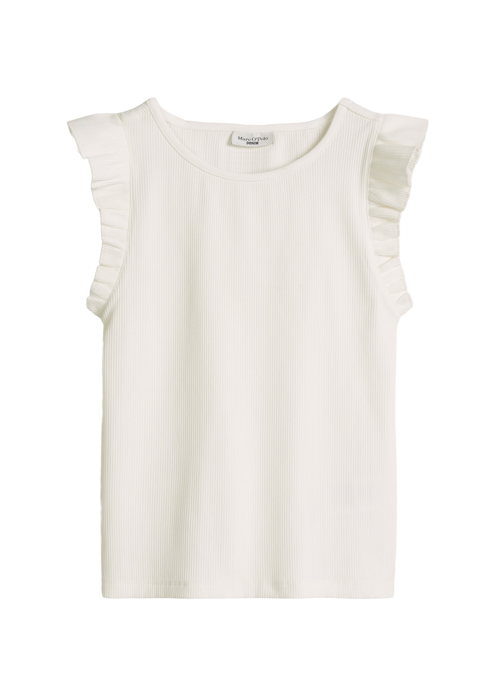 Marc O'Polo DENIM Trägertop Ärmelloses Volant-Top regular aus Bio-Baumwolle-Mix