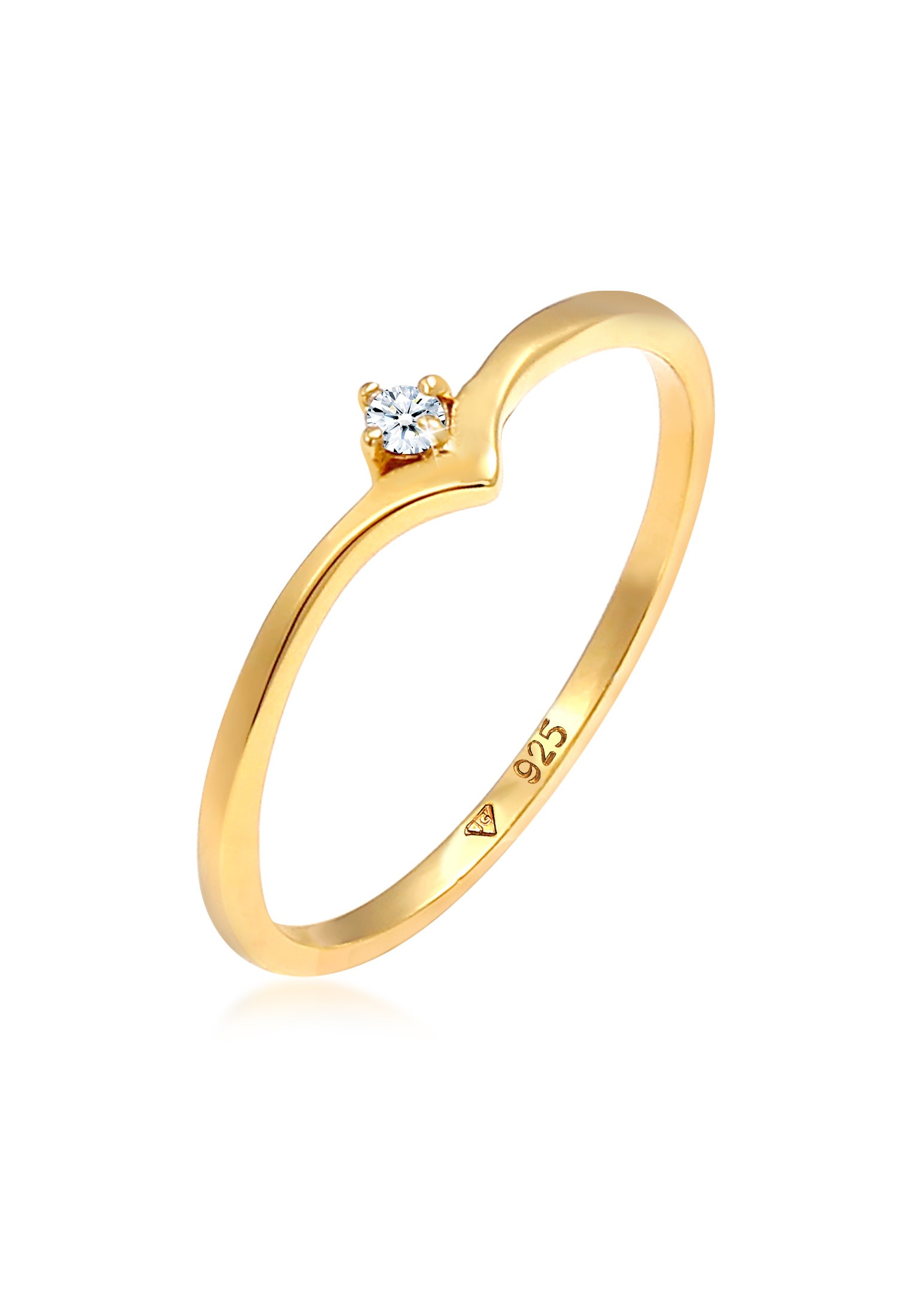 Elli DIAMONDS Trauring »Ring Solitär Diamant (0.03 ct.) V-Form 925 Silber«