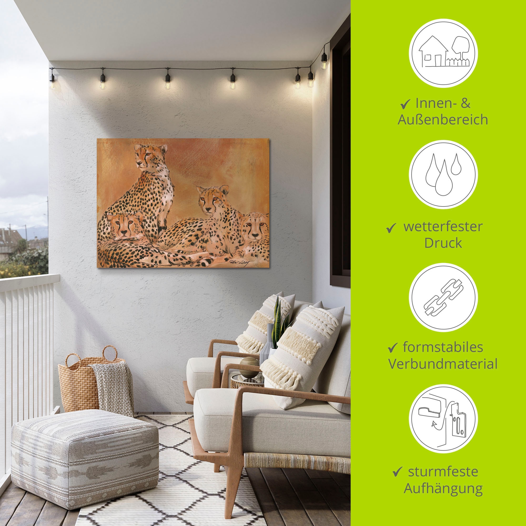 Artland Wandbild »Geparden«, Wildtiere, (1 St.), als Alubild, Outdoorbild in verschied. Größen
