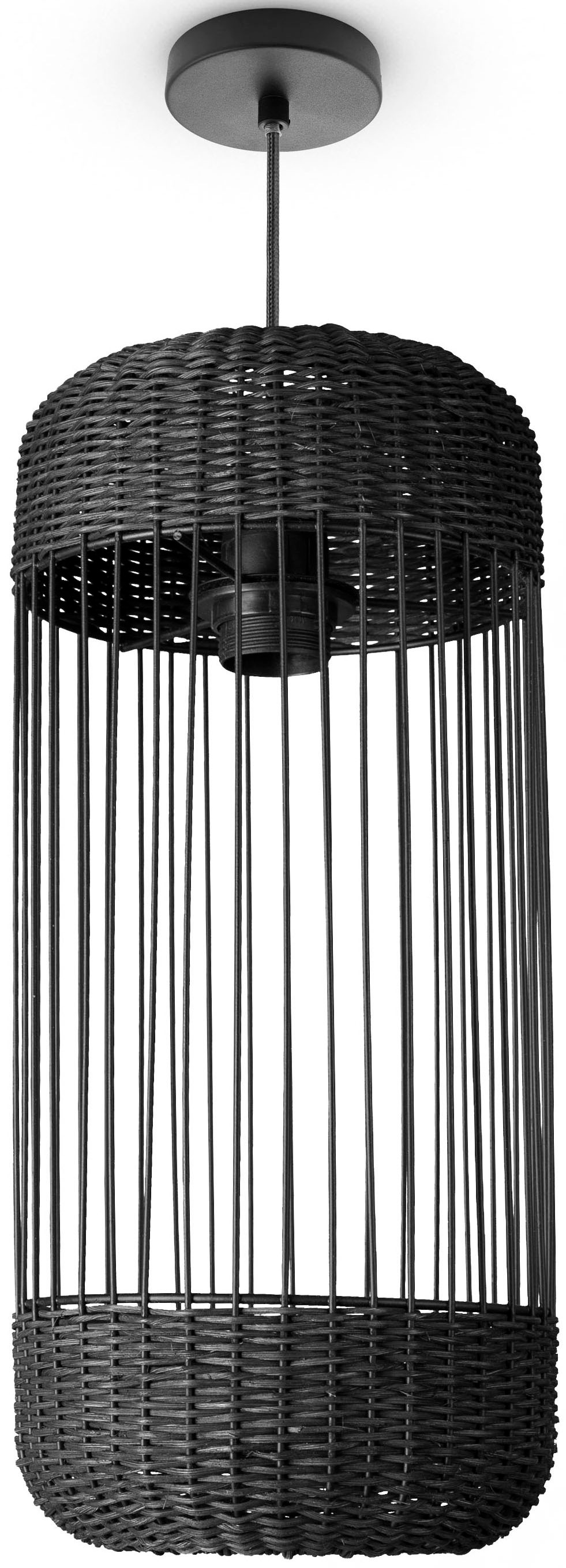 Paco Home Pendelleuchte »PUSTA«, Leuchtmittel E27 | ohne Leuchtmittel, Rattan Esszimmer Lampe Pendelleuchte Boho Zylinder Rustikal E27