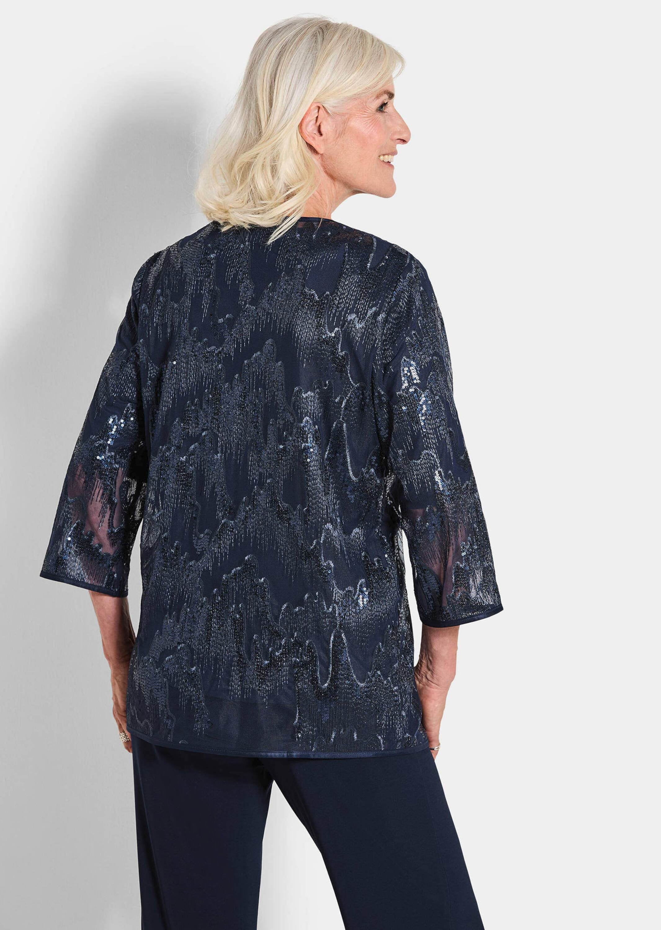 GOLDNER Satinbluse »Blusenjacke mit Stickerei und Pailletten«