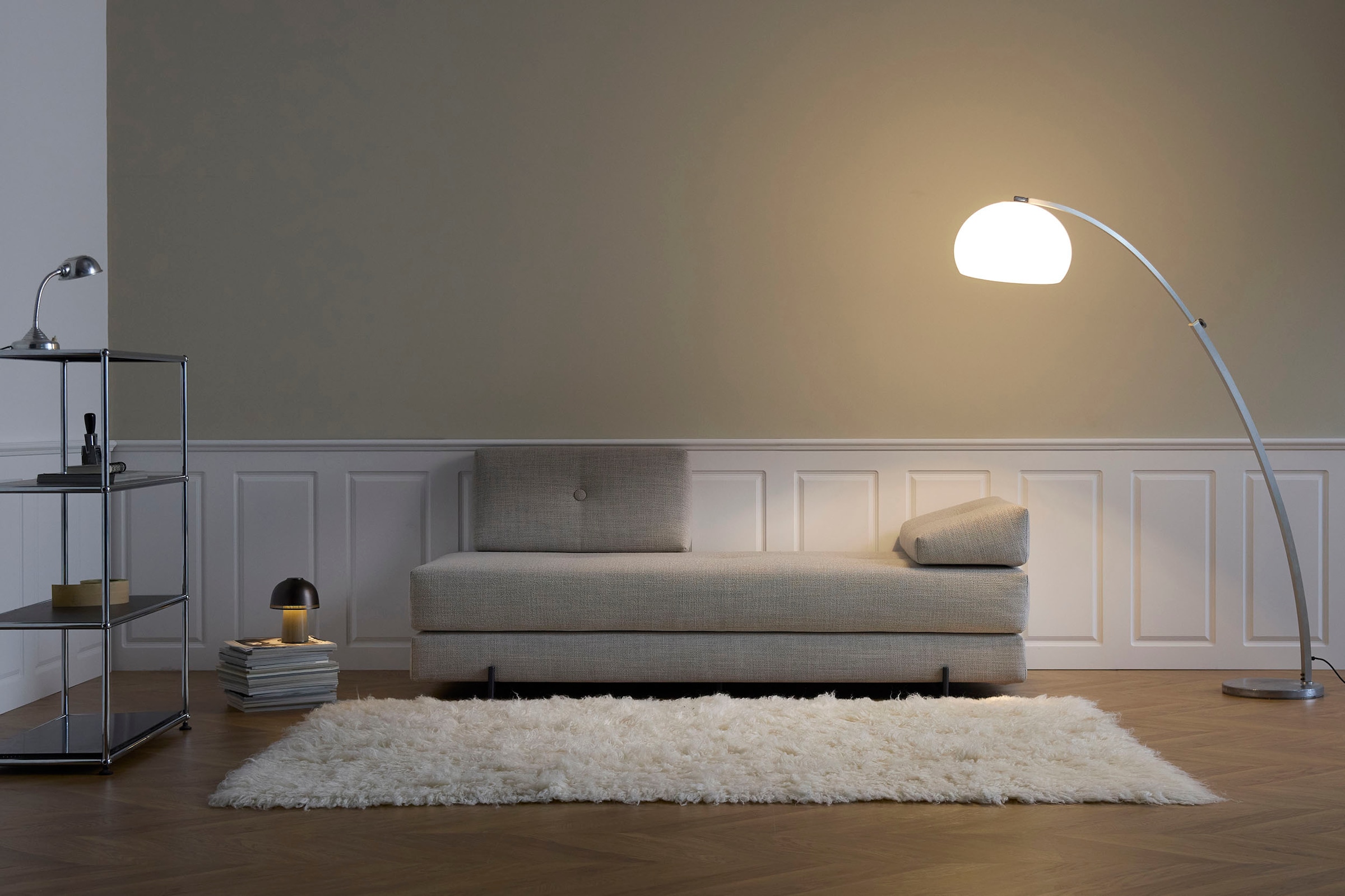 INNOVATION LIVING ™ Stapelliege »Sigmund 579 Indu-Beine«, Daybed mit zwei Federkernmatratzen, Fußteil Eiche natur