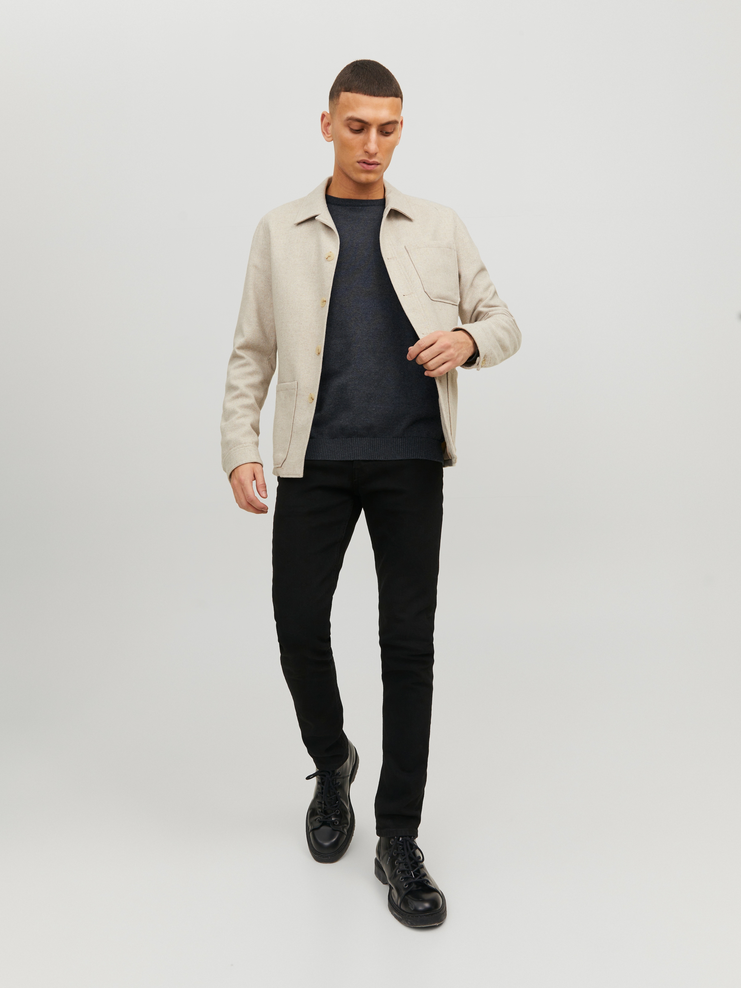 Jack & Jones Rundhalspullover »JJEBASIC mit Rundhals, ideal für Job und Freizeit« unifarben, modisch, slim fit, Baumwolle, Rundhals