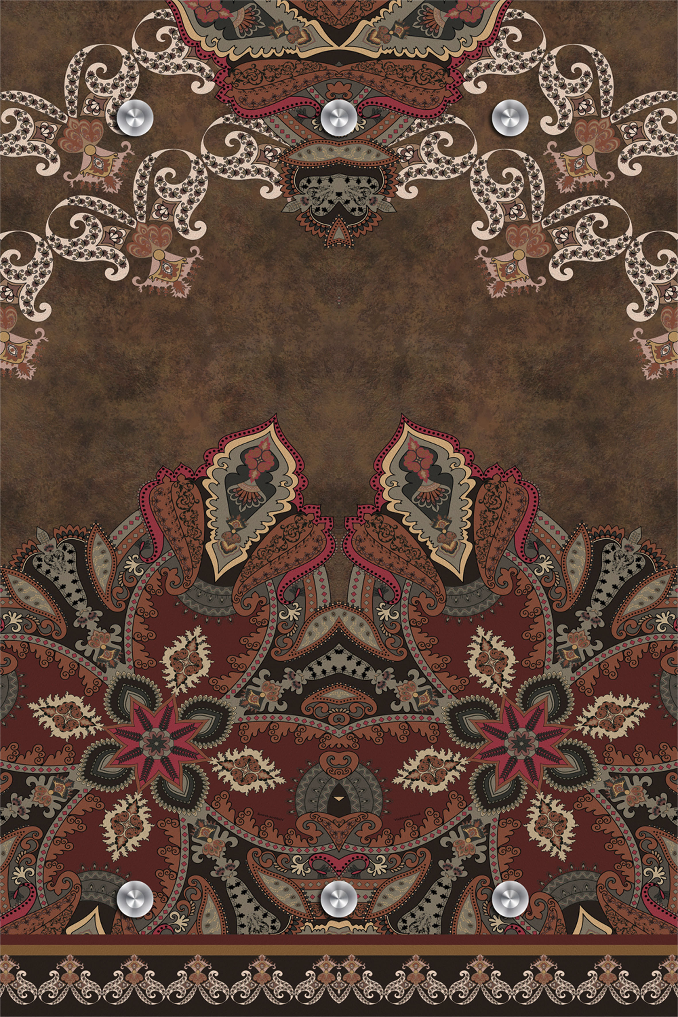 Queence Garderobenleiste »Orientalisch« mit 6 Haken in braun, Größe B/H/T: 80 cm x 120 cm x 5 cm