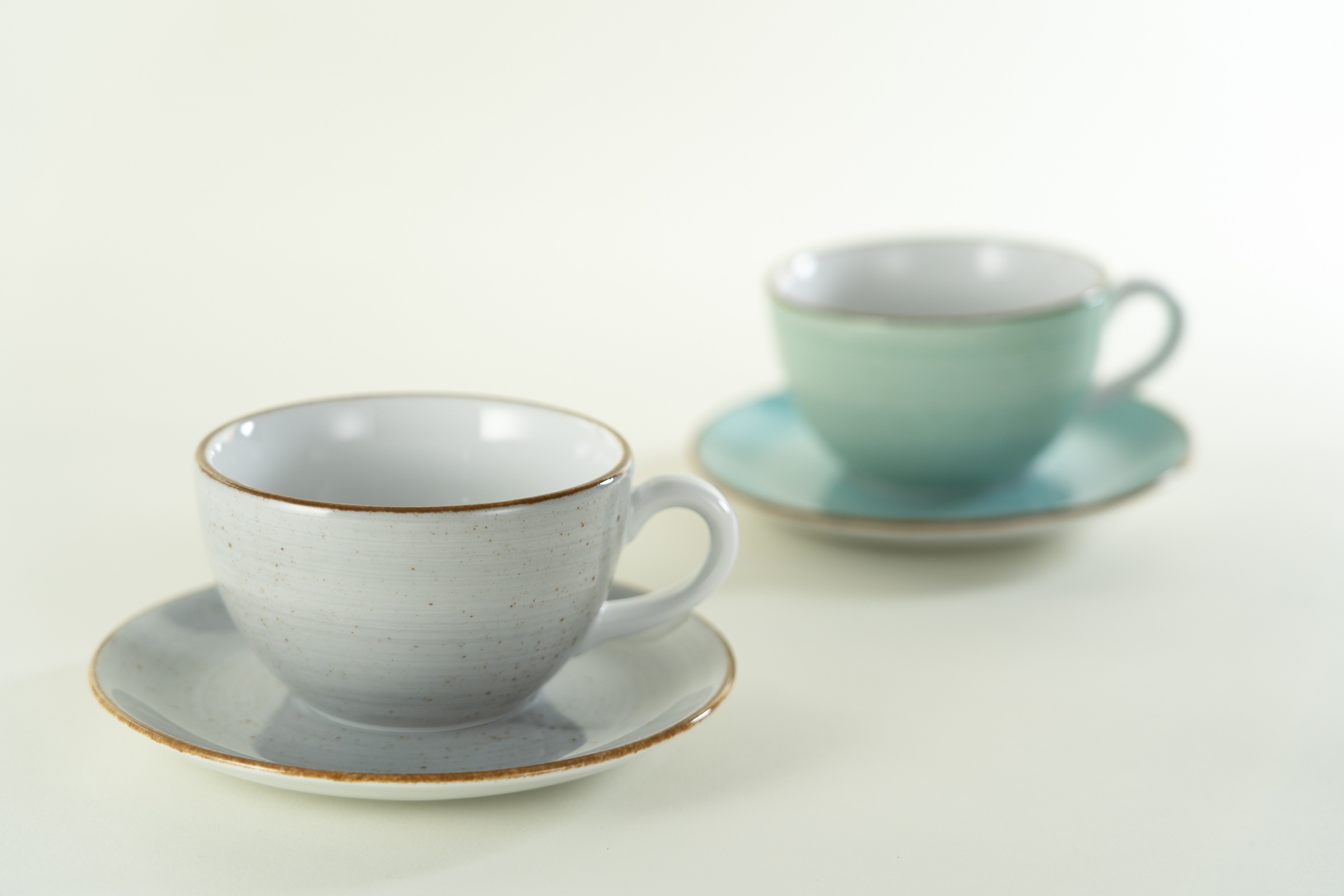 CreaTable Cappuccinotasse »Vintage Nature Stein, Cappuccino-Set, 8-tlg.« Handgemalt, Gesprenkelt, Rustikales Außenband