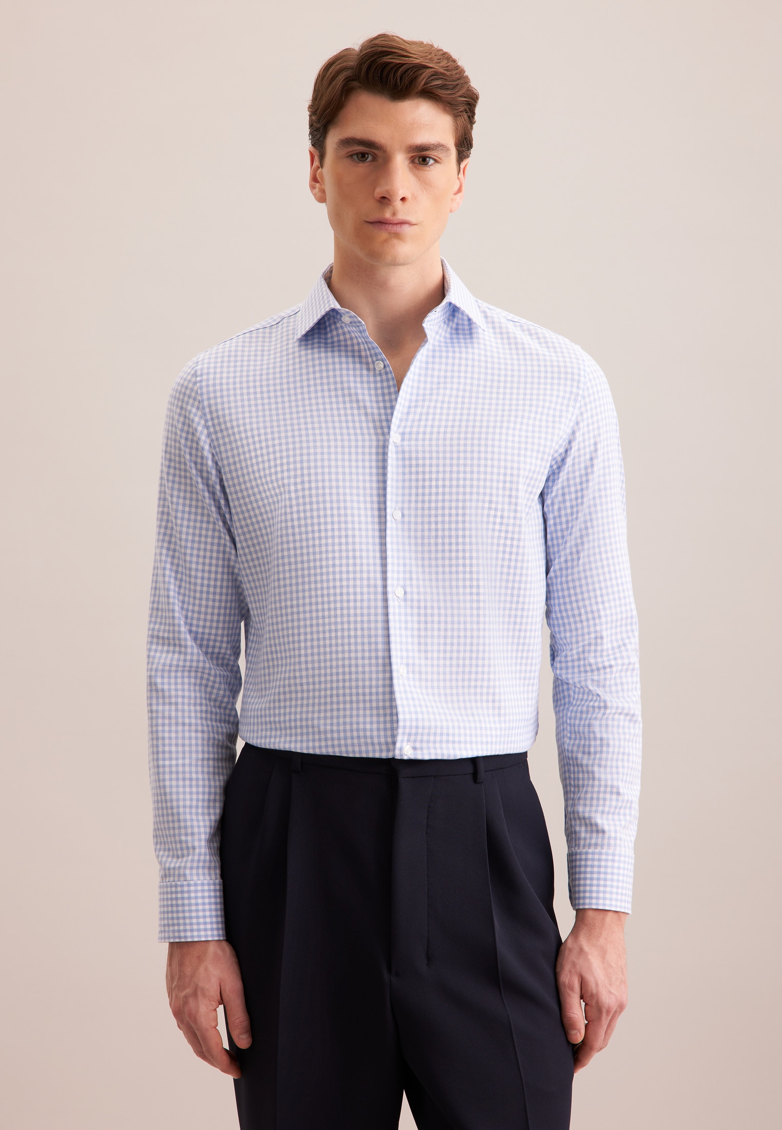 seidensticker Flanellhemd »Schwarze Rose« Shaped 1/1 Kentkragen Karo