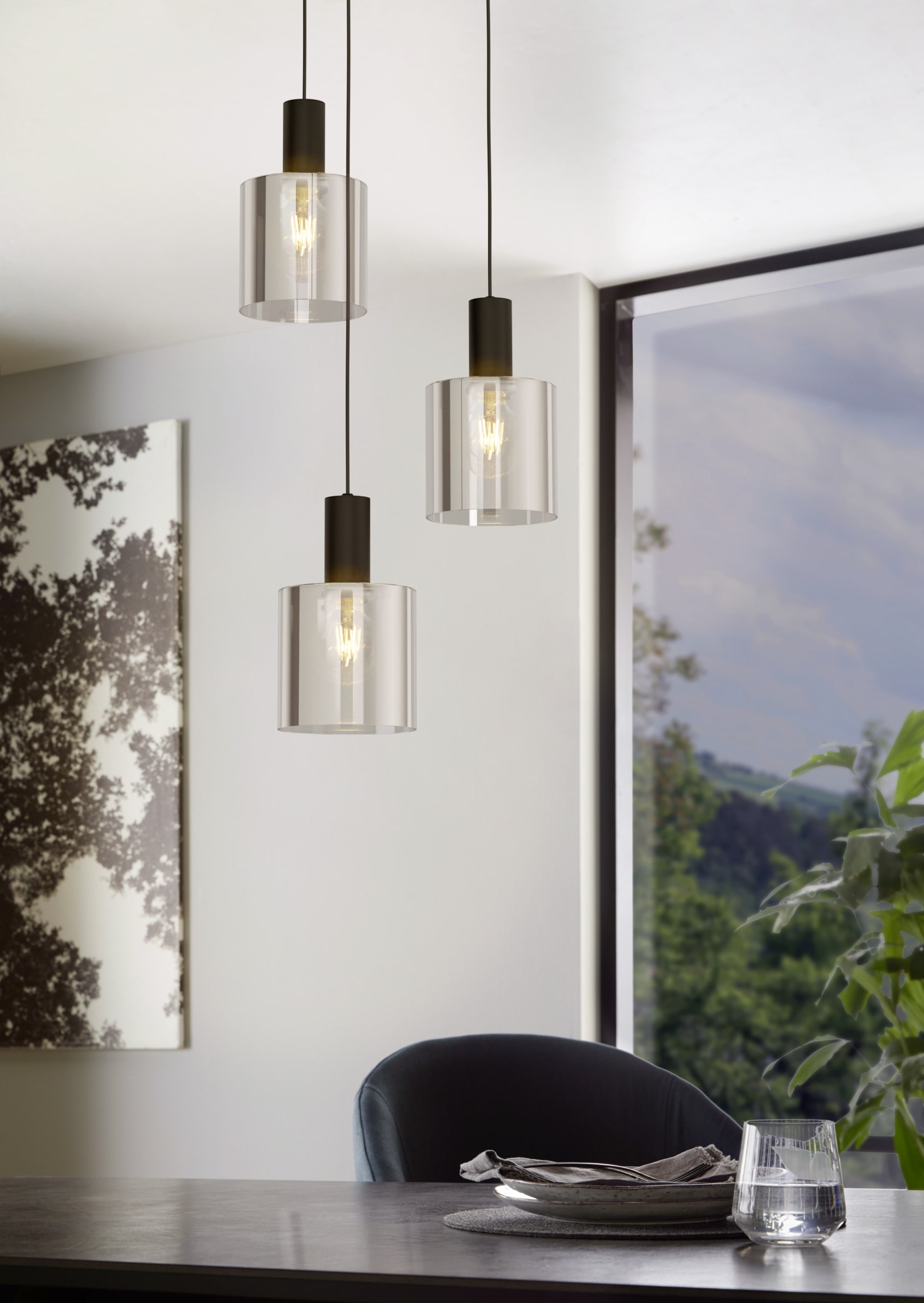 EGLO Hängeleuchte »GOROSIBA Pendellampe - Stahl - E27 - 3X40W - IP20« E27 1 Stk. Hängelampe, Deckenlampe, Wohnzimmer, Esszimmer, H130 x Ø41 cm