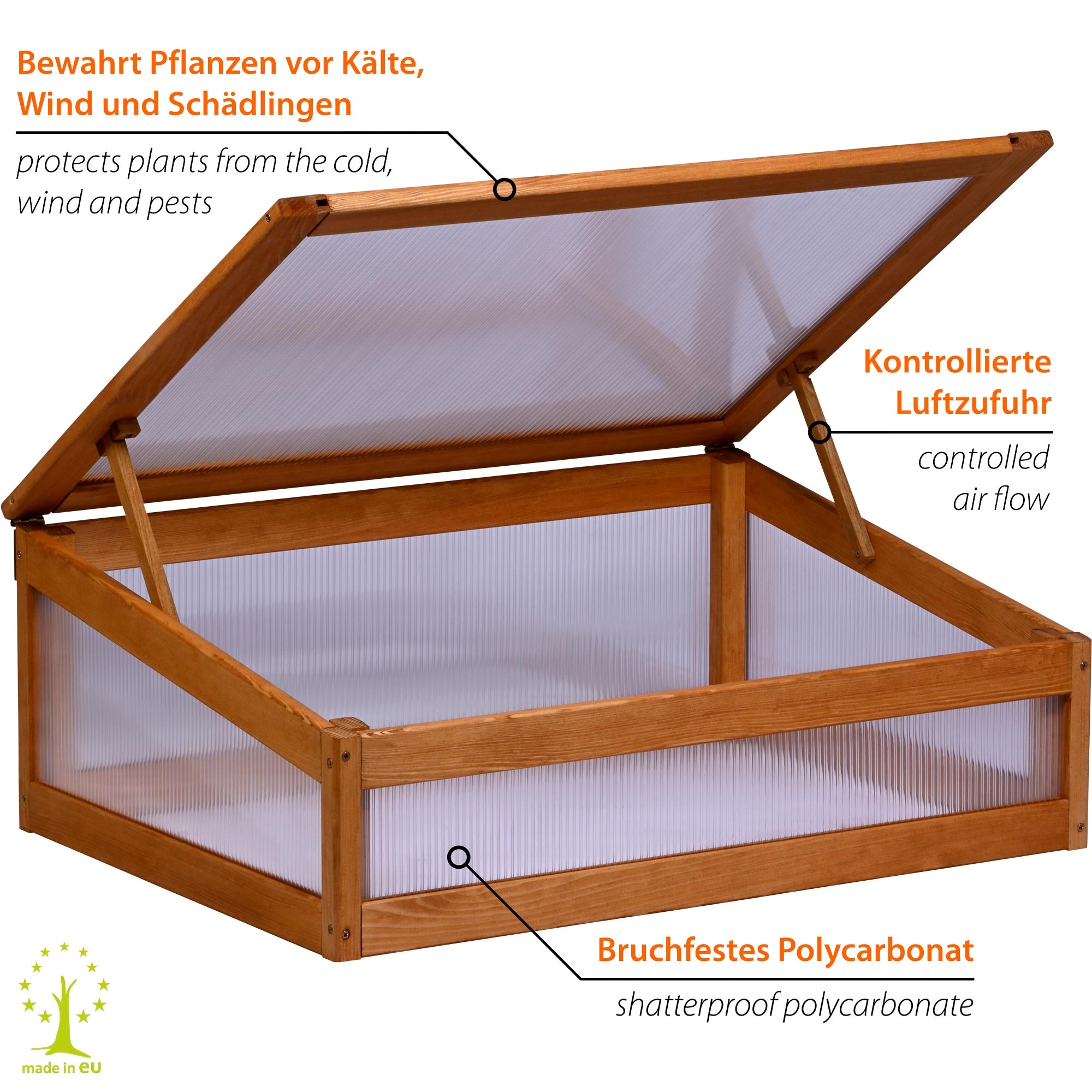 dobar Frühbeetaufsatz »Kubus 2.0, hellbraun« aus FSC®-zertifiziertem Kiefernholz und bruchfestem Polycarbonat