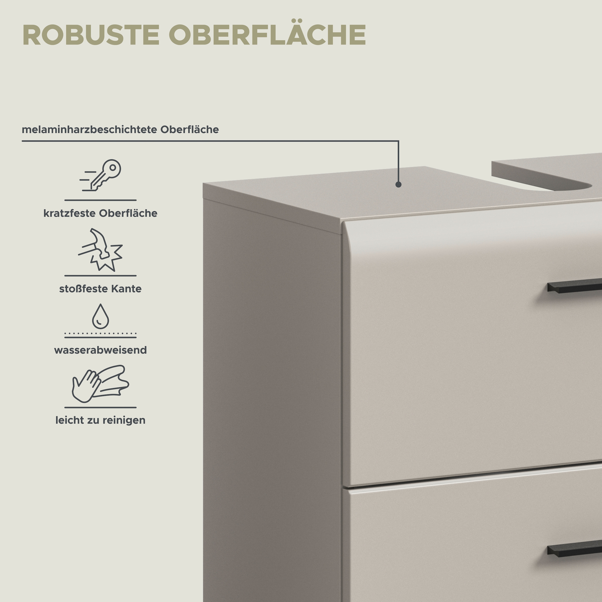 welltime Waschbeckenunterschrank »FLORENZ, Waschbeckenunterschrank mit Rollen, hochwertige MDF-Front« 1 Stk. tlg. Waschbeckenunterschrank, WBU, Unterschrank, Bad, Badezimmer