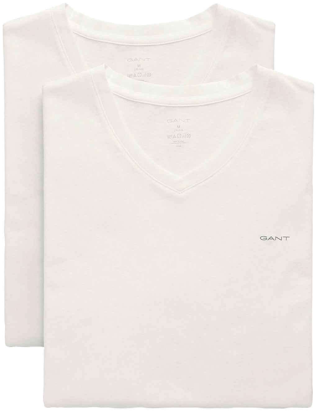 Gant Unterziehshirt »V-NECK T-SHIRT 2-PACK«, (Packung, 2 St., 2er), mit Markenlabel auf der Brust