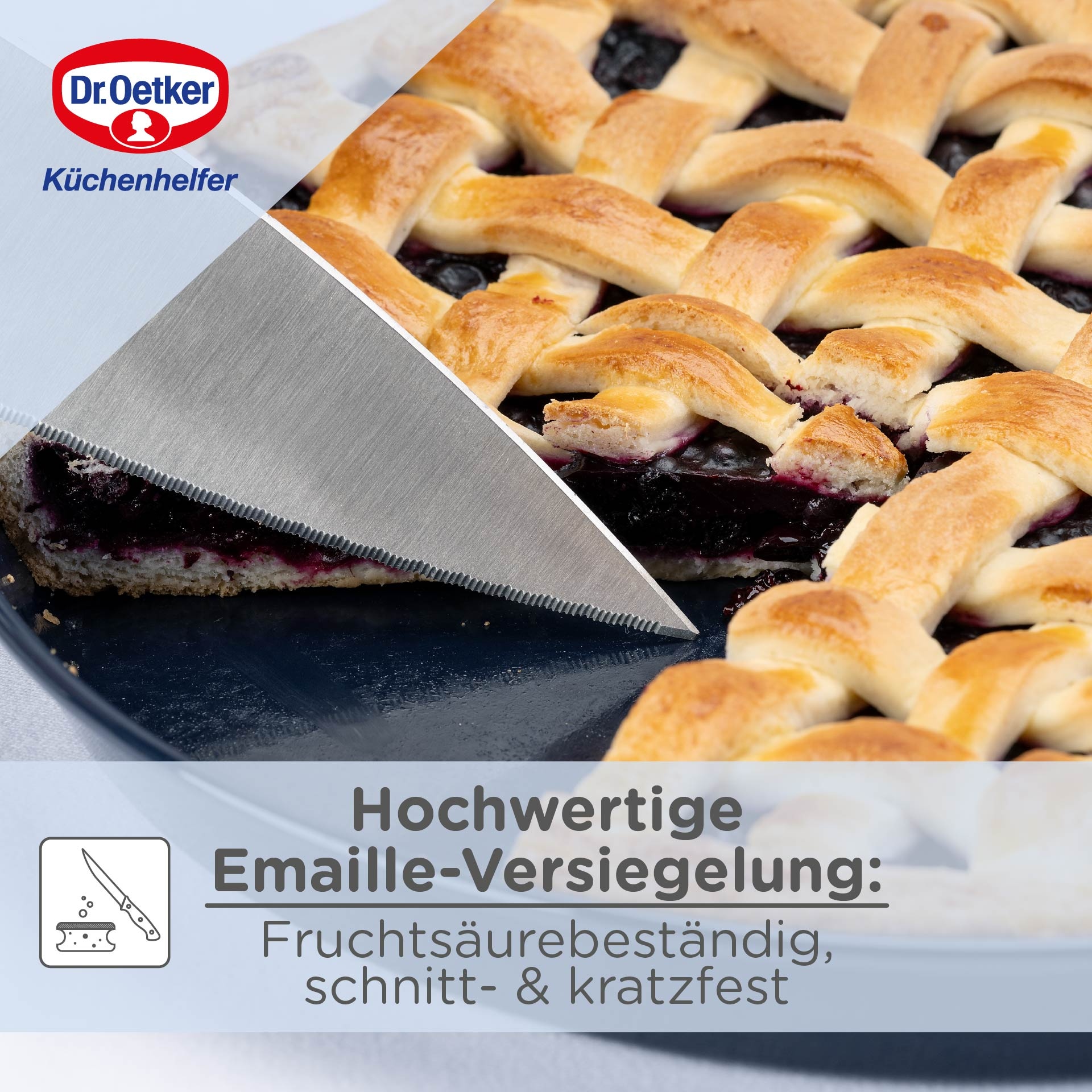 Dr. Oetker Küchenhelfer Kuchenblech »Back-Liebe Emaille, 30 cm« Emaille 1 Stk. tlg. Schnitt- & kratzfeste Backform mit Emaille & Antihaft-Beschichtung