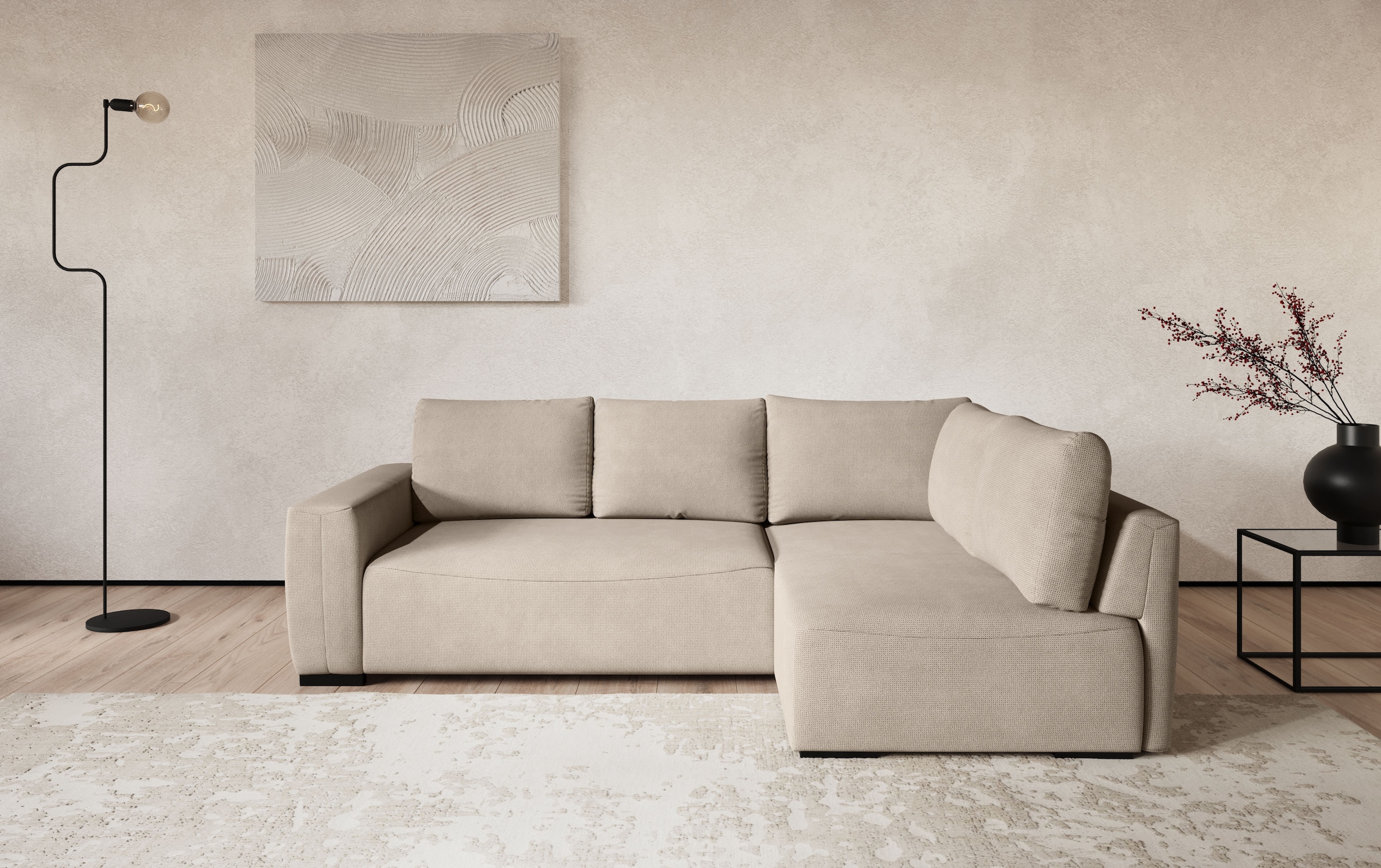 COTTA Ecksofa »Giro L-Form, Ottomane, Breite 252 cm« wahlweise mit Bettkasten und Trendbezug CORD!