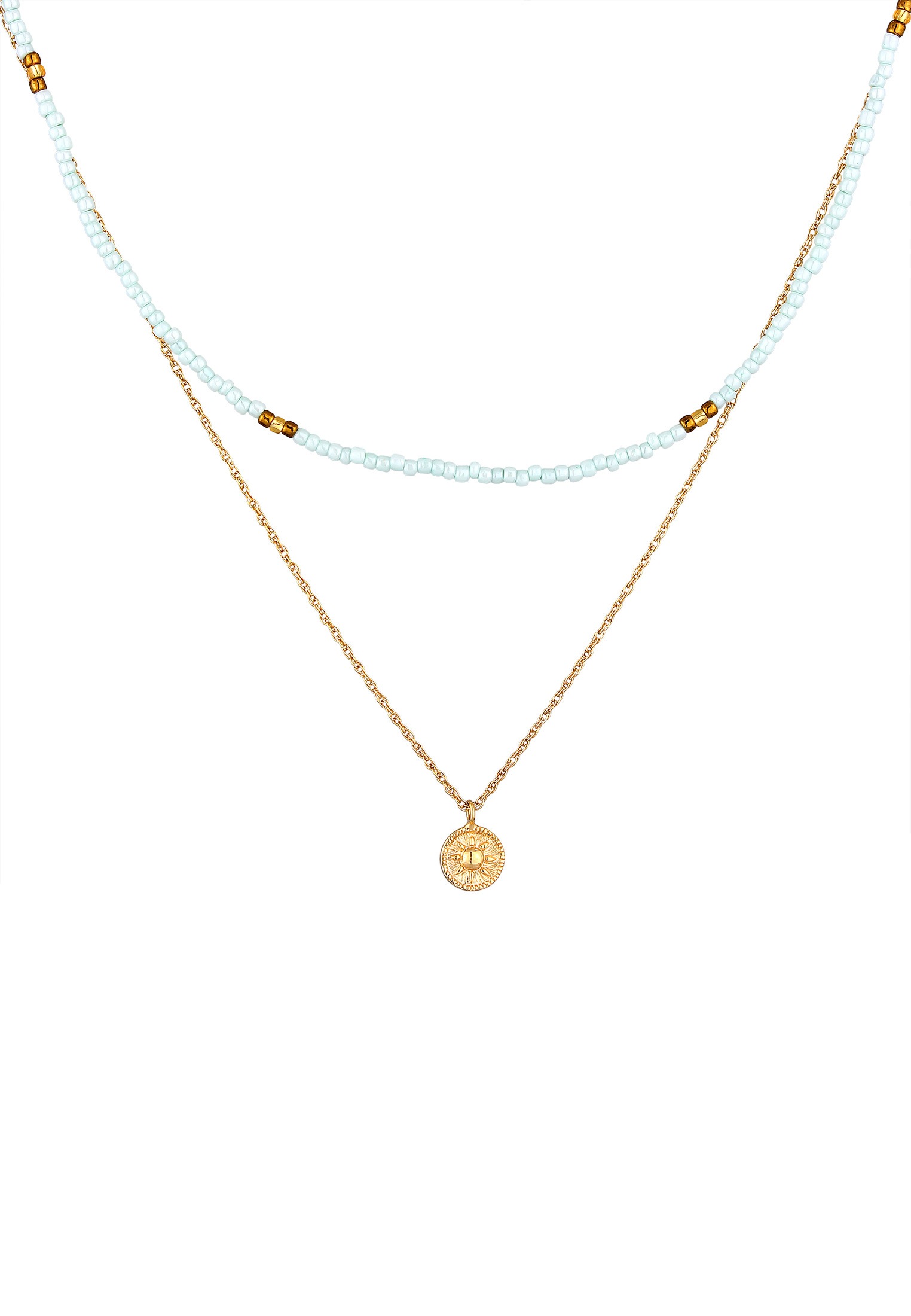 Elli Silberkette »Halskette Choker Layer Beads Pastell Sonne 925 Silber«