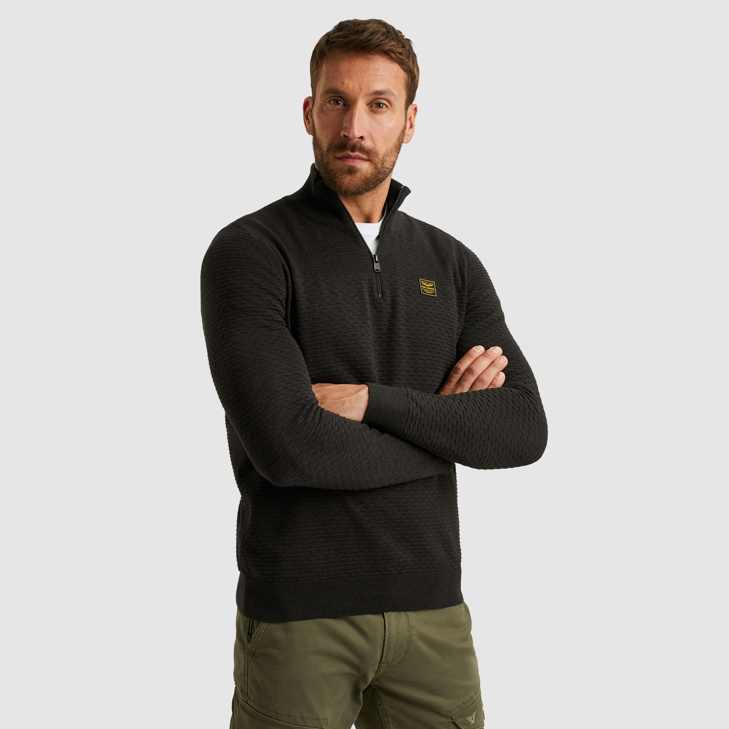 PME LEGEND Troyer mit Struktur-Muster und Logo-Badge