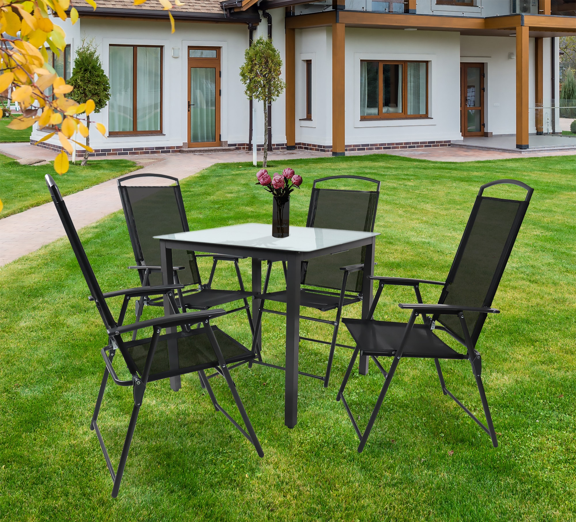VCM Garten-Essgruppe »5-tlg Sitzgruppe Gartenmöbel Tisch Stühle Set 80M« 5 tlg.
