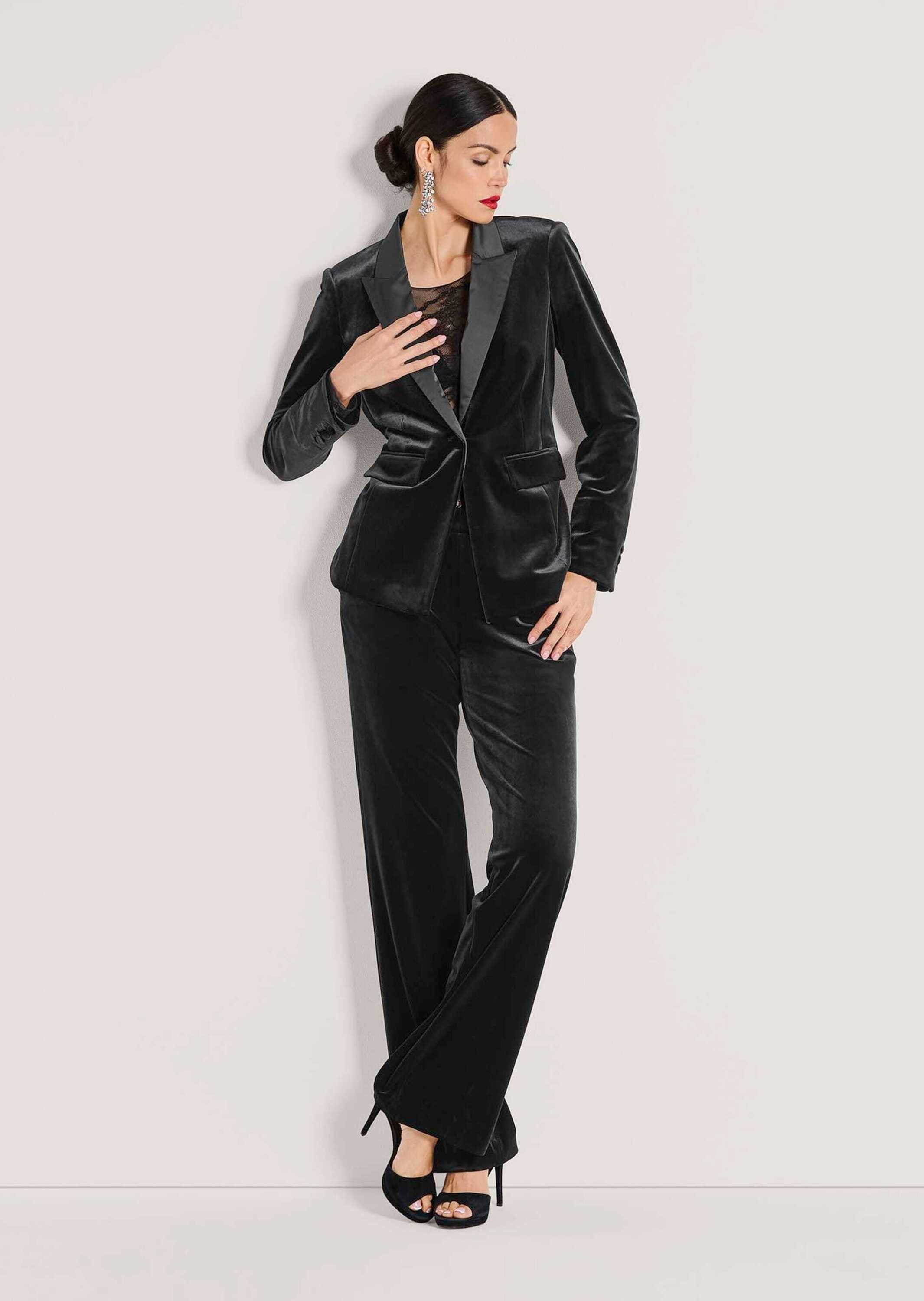 MADELEINE Longblazer »Samtjacke Samtblazer mit Reverskragen« Samtblazer mit Satin-Reverskragen