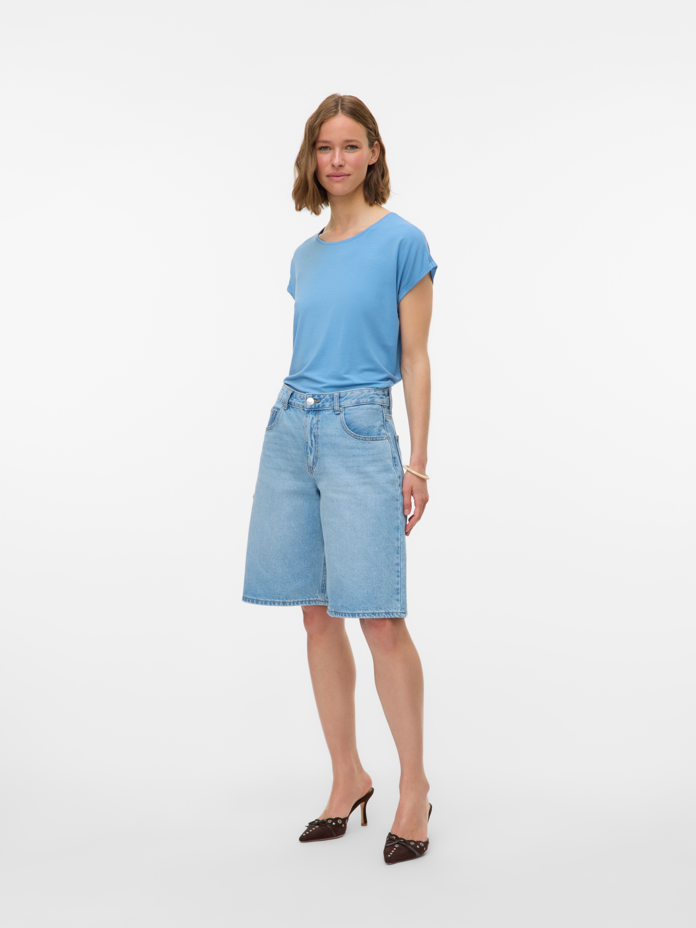 Vero Moda Rundhalsshirt »VMAVA PLAIN SS TOP GAJRS NOOS«