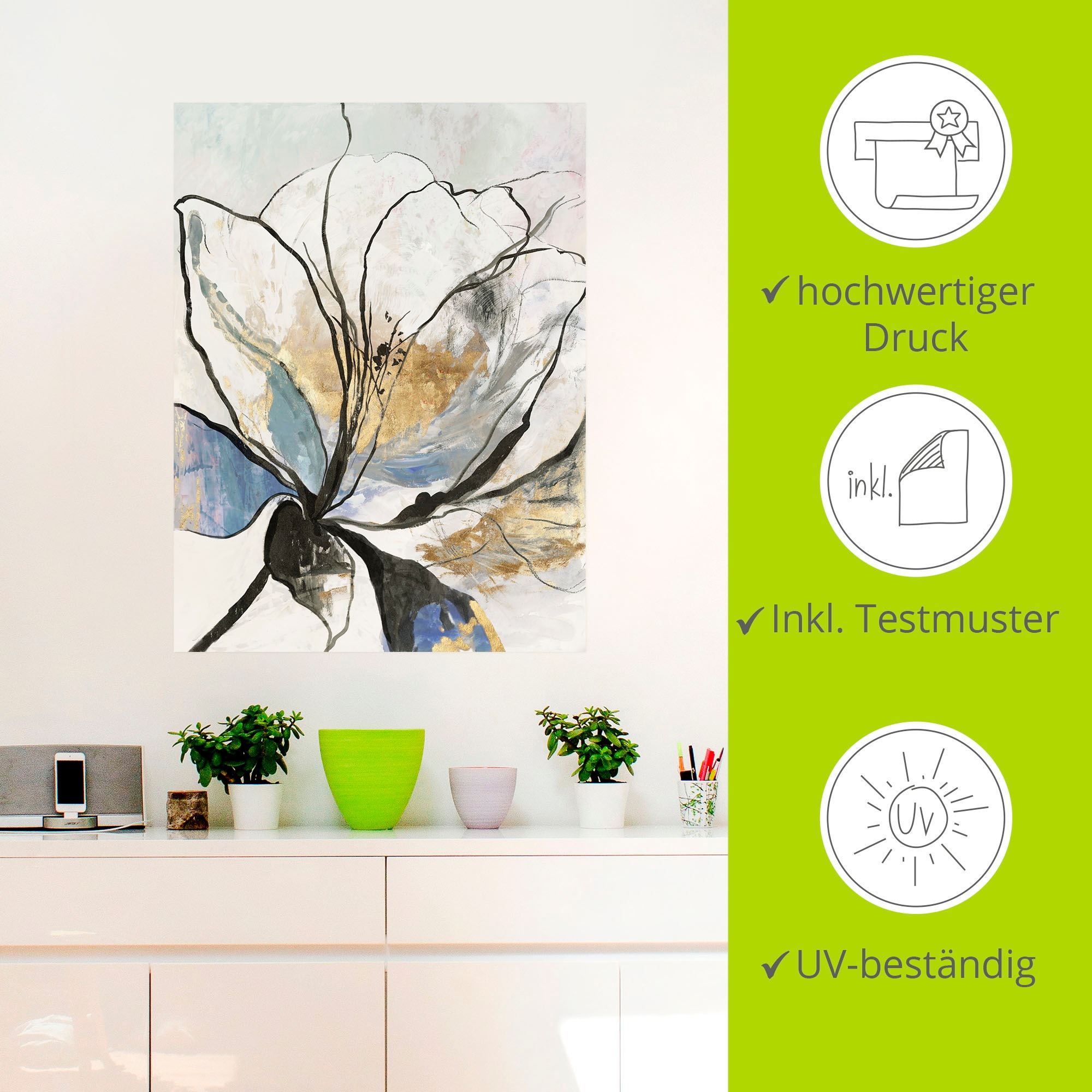 Artland Wandbild »Umrissenes Blumenmuster I«, Blumenbilder, (1 St.), als Alubild, Outdoorbild, Leinwandbild, Poster, Wandaufkleber