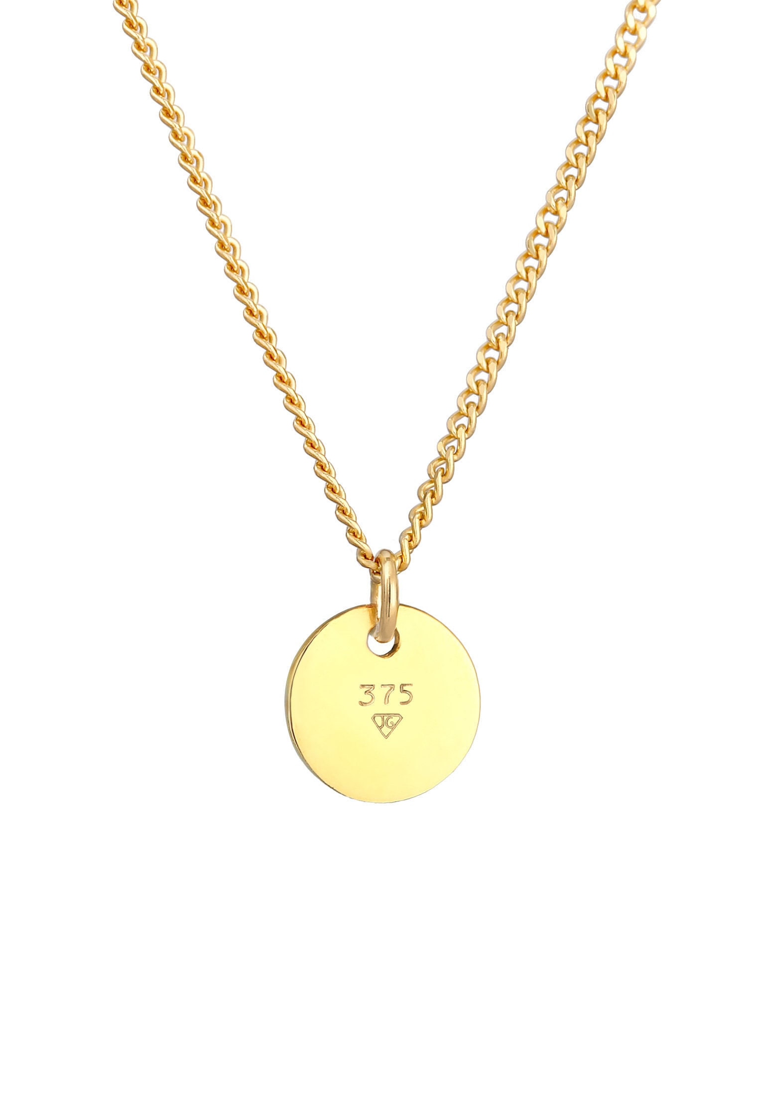 Elli Premium Kette mit Anhänger »Halskette Plättchen Coin Münze Basic 375 Gelbgold«