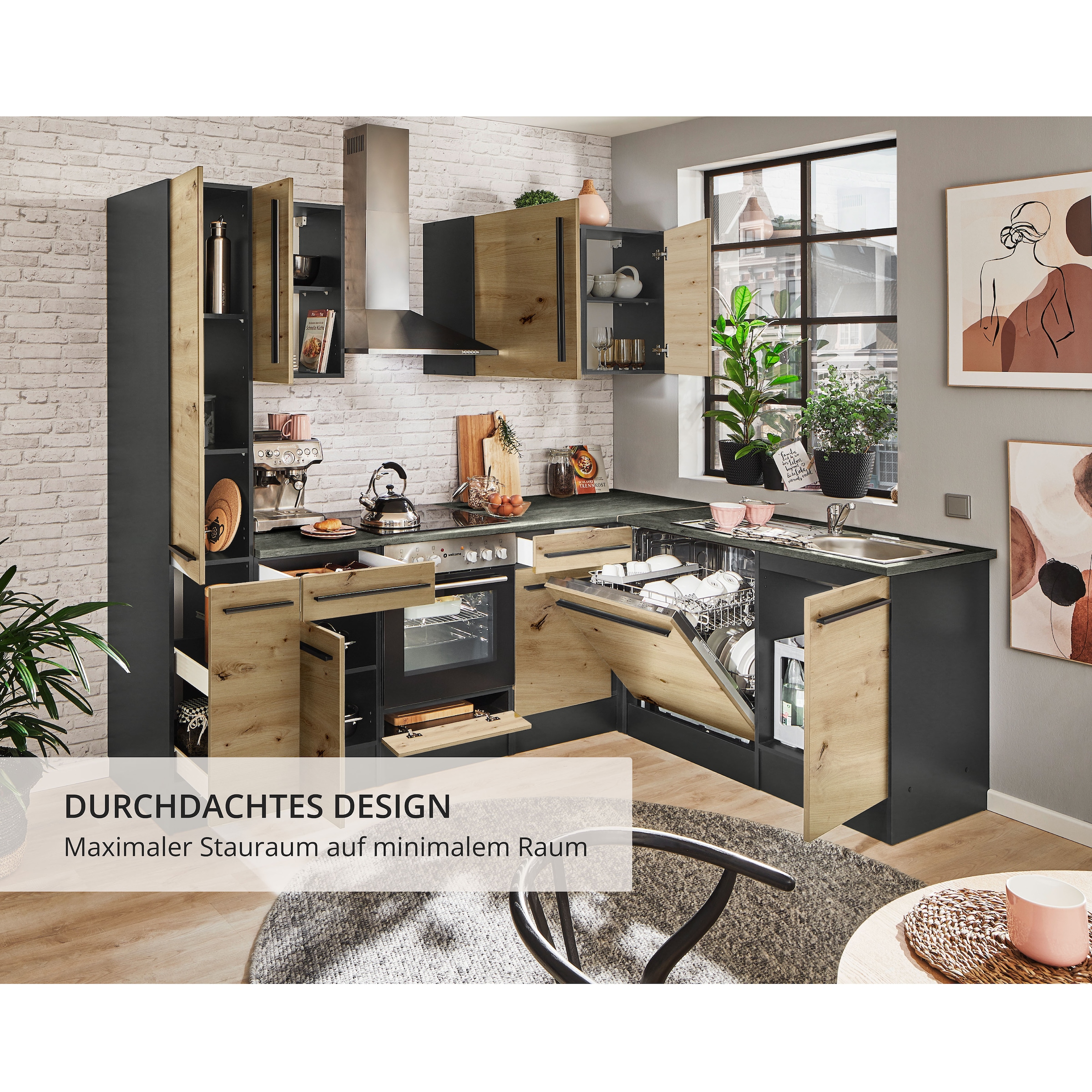 BASIC by Balculina Winkelküche »Jazz« Stellbreite 250x175 cm, wahlweise mit E-Geräten