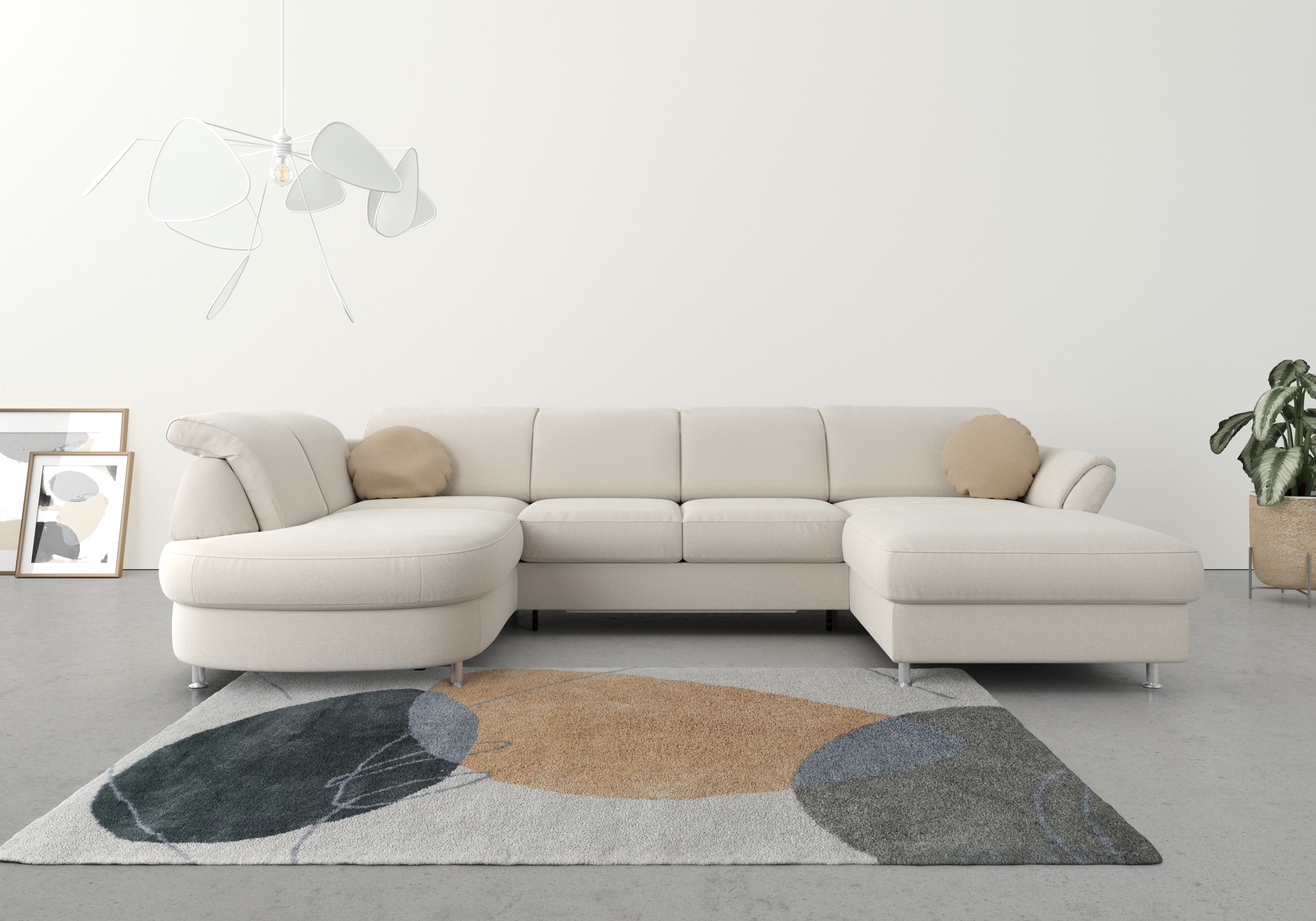 sit&more Wohnlandschaft "Apulia U-Form" wahlweise Schlaffunktion, Bettkasten und Kopf- und Armteilverstellung