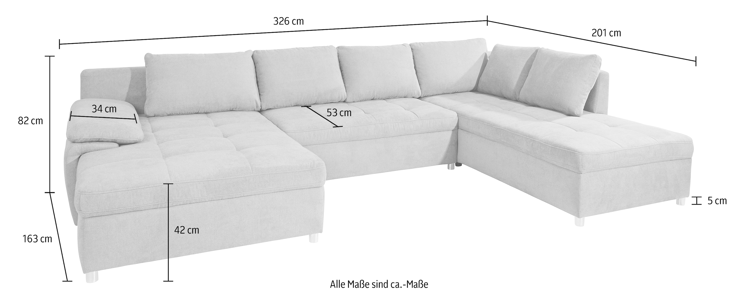 sit&more Wohnlandschaft »Labene U-Form« wahlweise mit Bettfunktion und Bettkasten