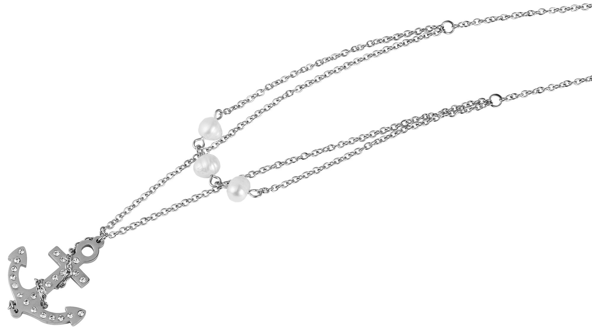 Adelia´s Gliederkette »Damen Halskette ¿ Ankerkette aus Edelstahl mit Süßwasserperle 45 cm«