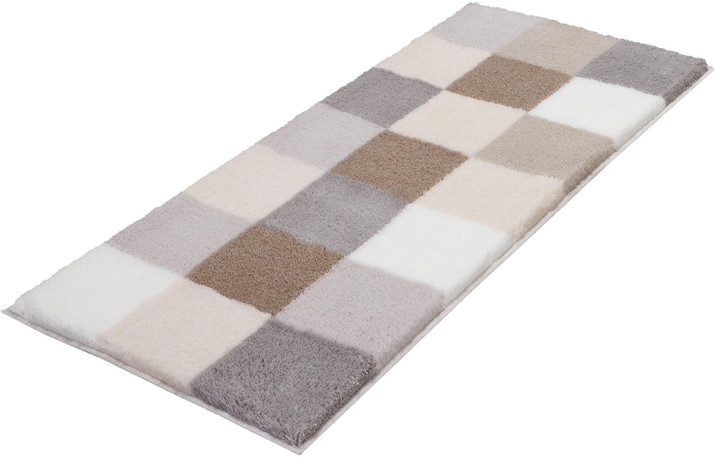 Kleine Wolke Badematte »Caro«, rutschhemmend beschichtet, fußbodenheizungsgeeignet, Badteppich, modernes Karo-Muster, Pastell-Farben, waschbar