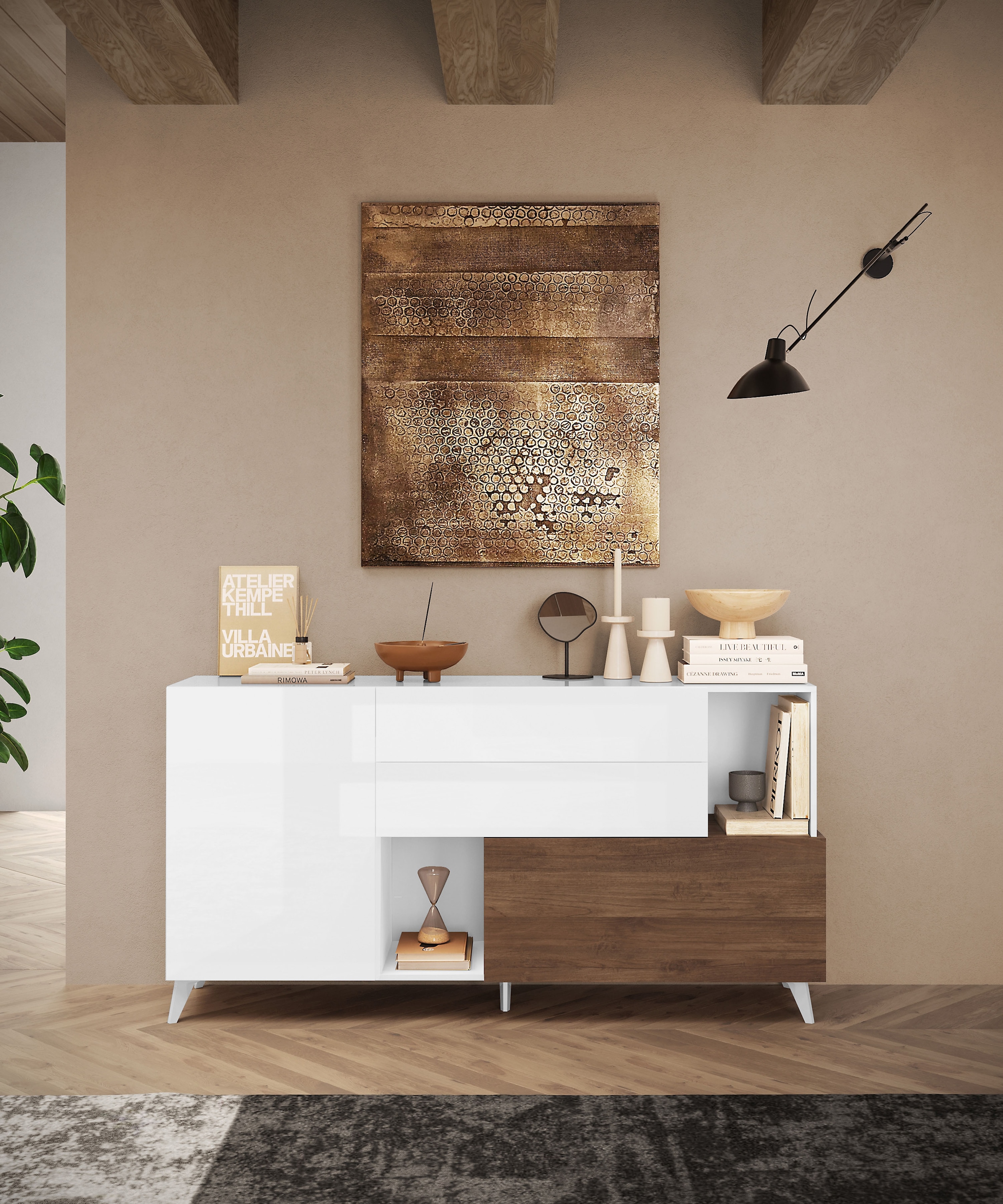 INOSIGN Sideboard »Monaco in Breite 181 cm, Anrichte mit Tür, Klappe und 2 Schubkästen« Stauraumschrank – sanftes Schließen, edles Design, viel Platz