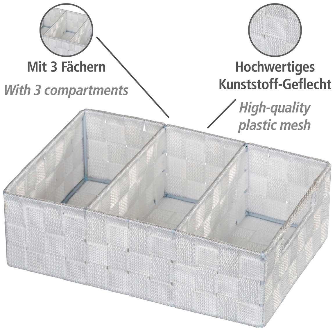 WENKO Organizer »Adria«, (1 St.), mit Griff, 3 Fächer