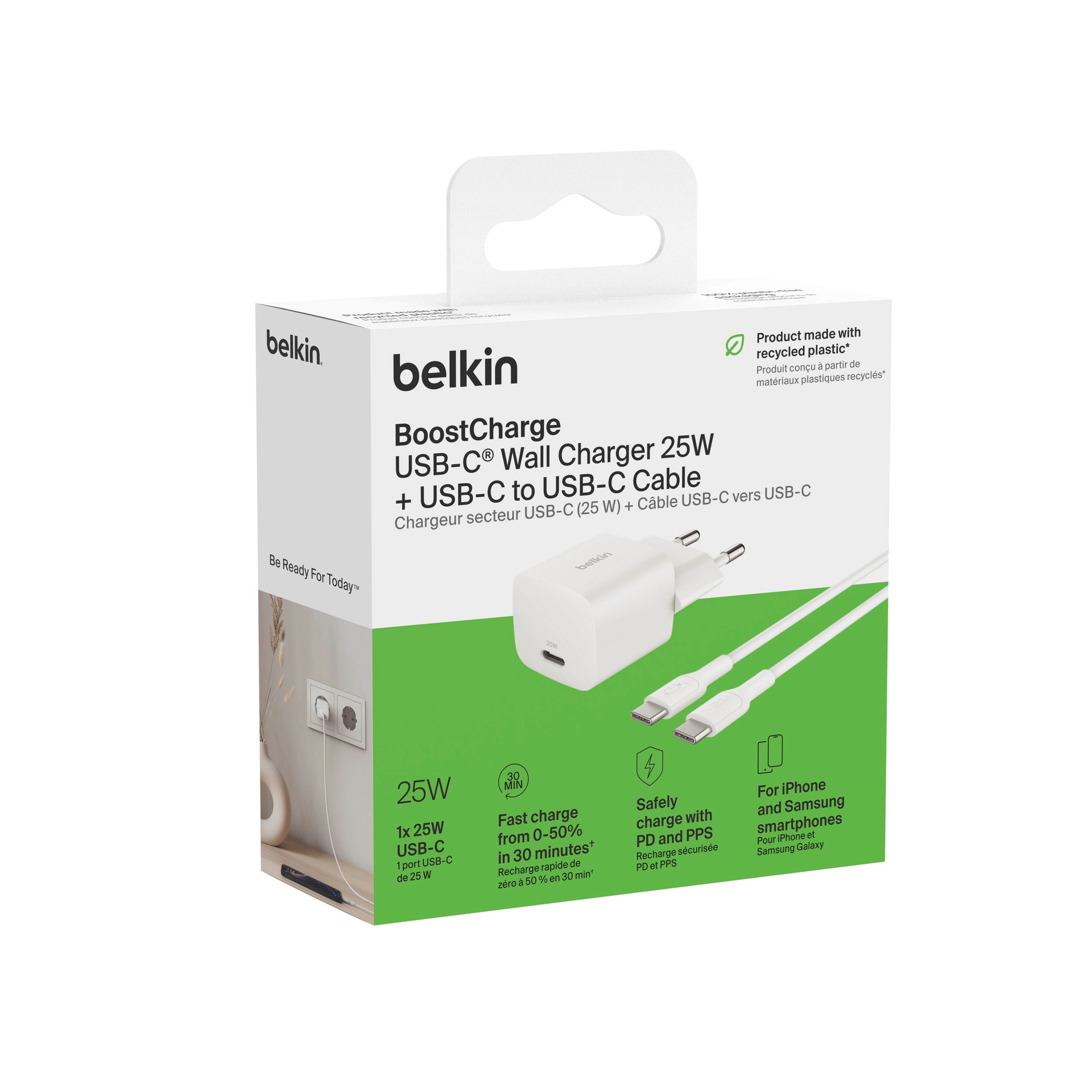 Belkin USB-Ladegerät »BoostCharge 25W USB-C Charger mit Power Delivery inkl. Kabel«