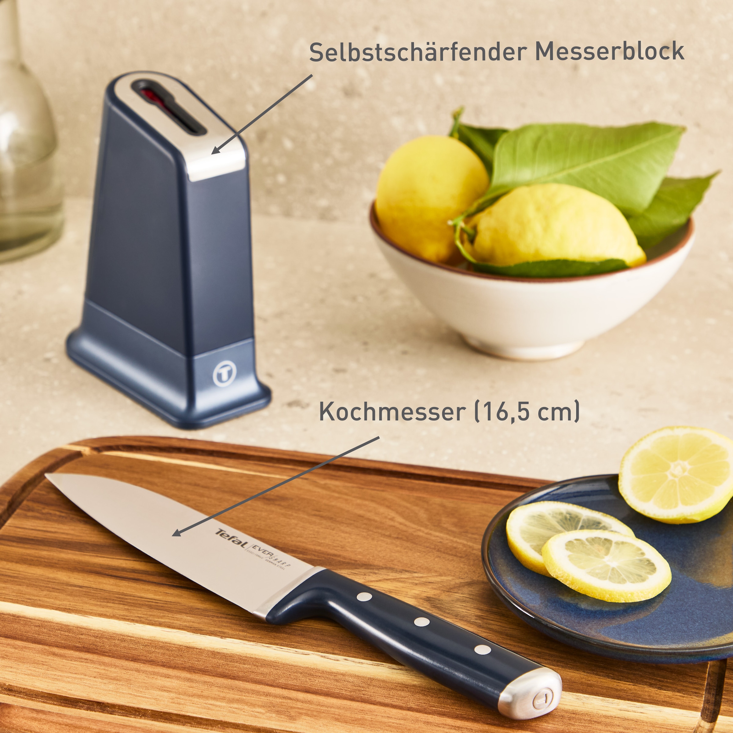 Tefal Messerblock »EverSharp Pro« 2 Stk. selbstschärfender Messerblock, Klinge aus deutschem Edelstahl