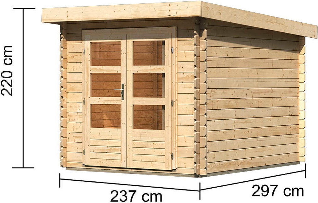 Karibu Gartenhaus »Schloßsee 4« terragrau oder natur, 28 mm Wandstärke