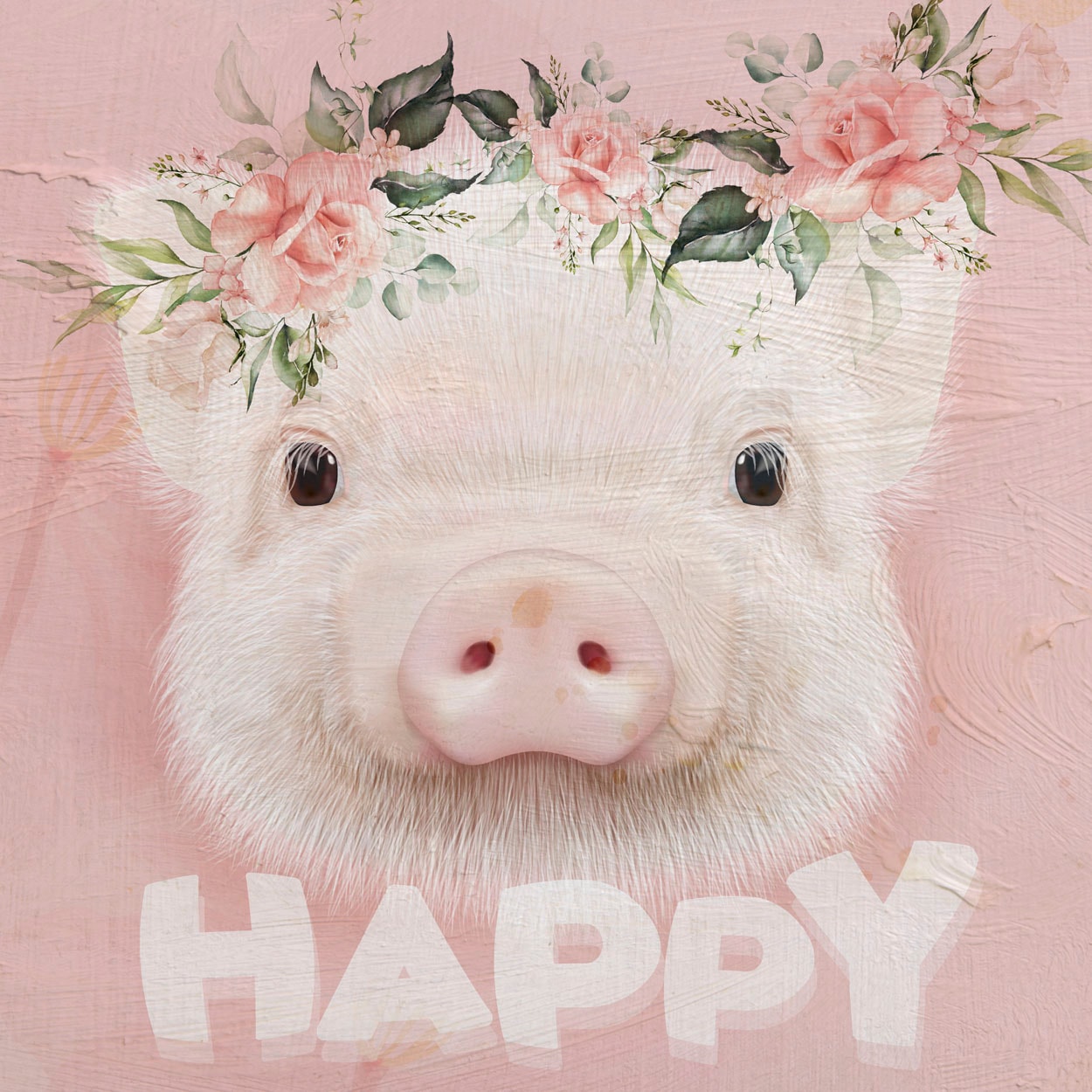 queence Leinwandbild »Abano«, Schwein-Kunst-Schweine-Blumen-Blumenbilder, (1 St.), Premium-Leinwandstoff, Handarbeit aus Deutschland